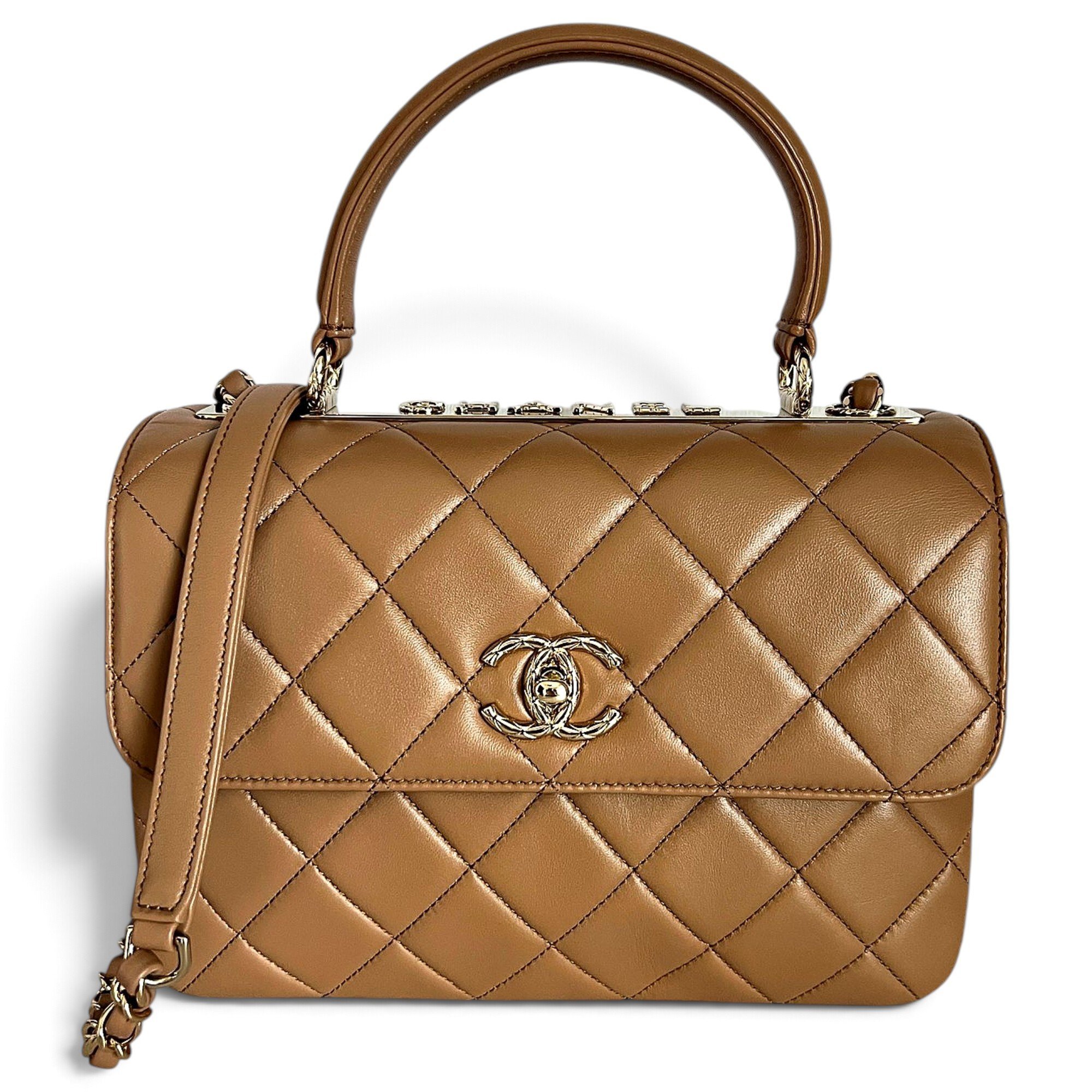 Trendy CC Top Handle leather handbag