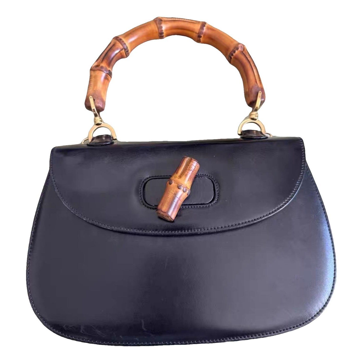 Convertible Bamboo Top Handle leather handbag