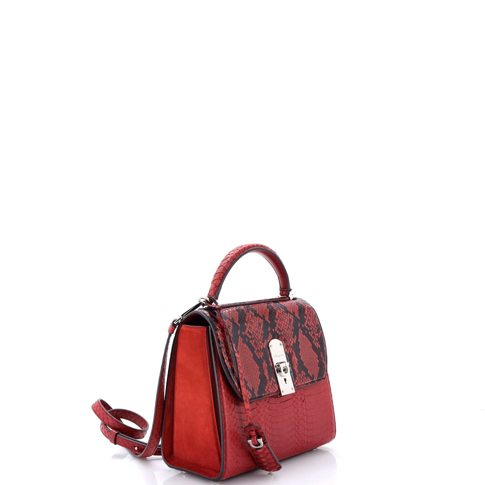 Ferragamo Boxyz Top Handle Bag Snakeskin Medium