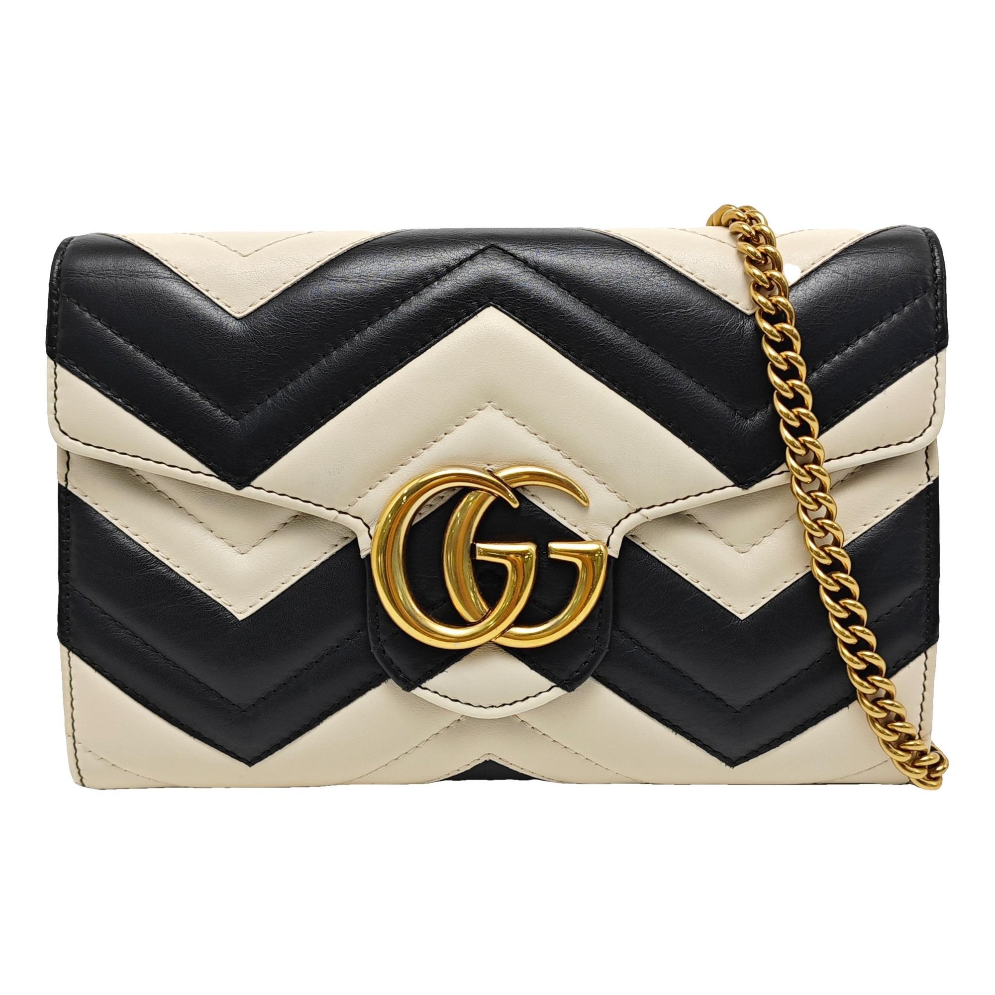 Pearly GG Marmont Chain Wallet leather crossbody bag