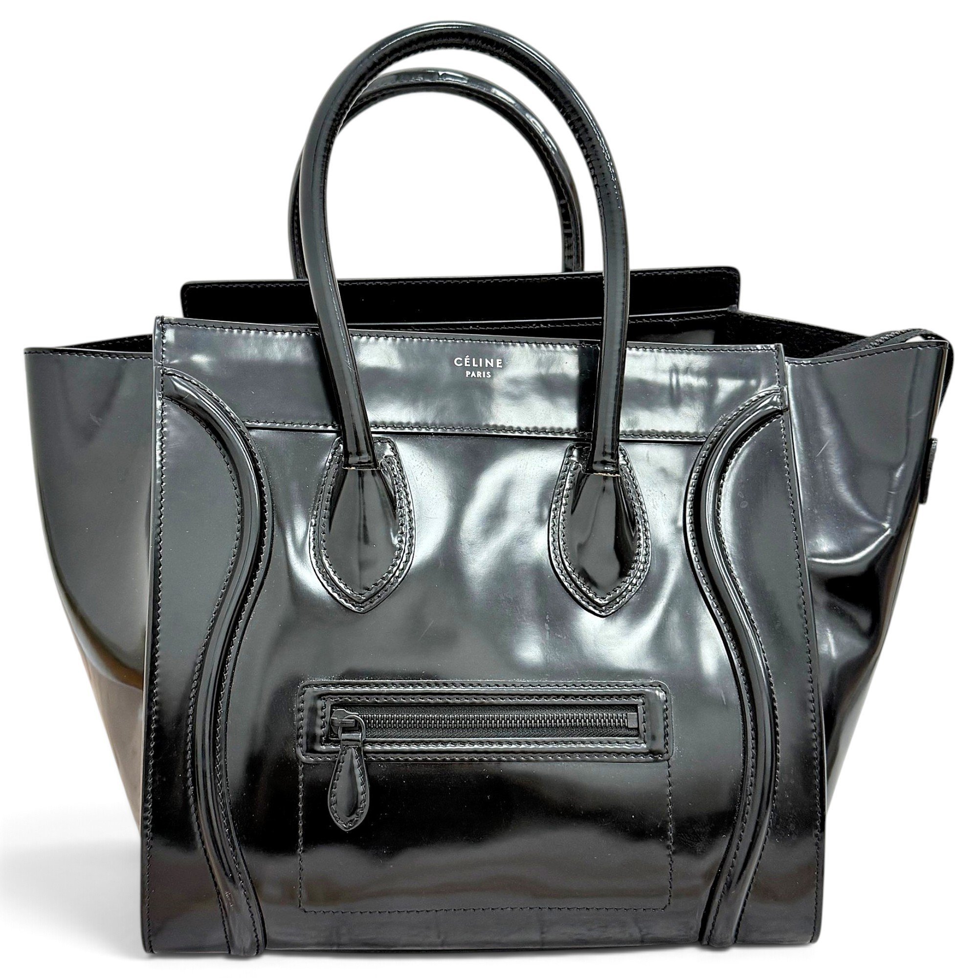 Luggage patent leather handbag