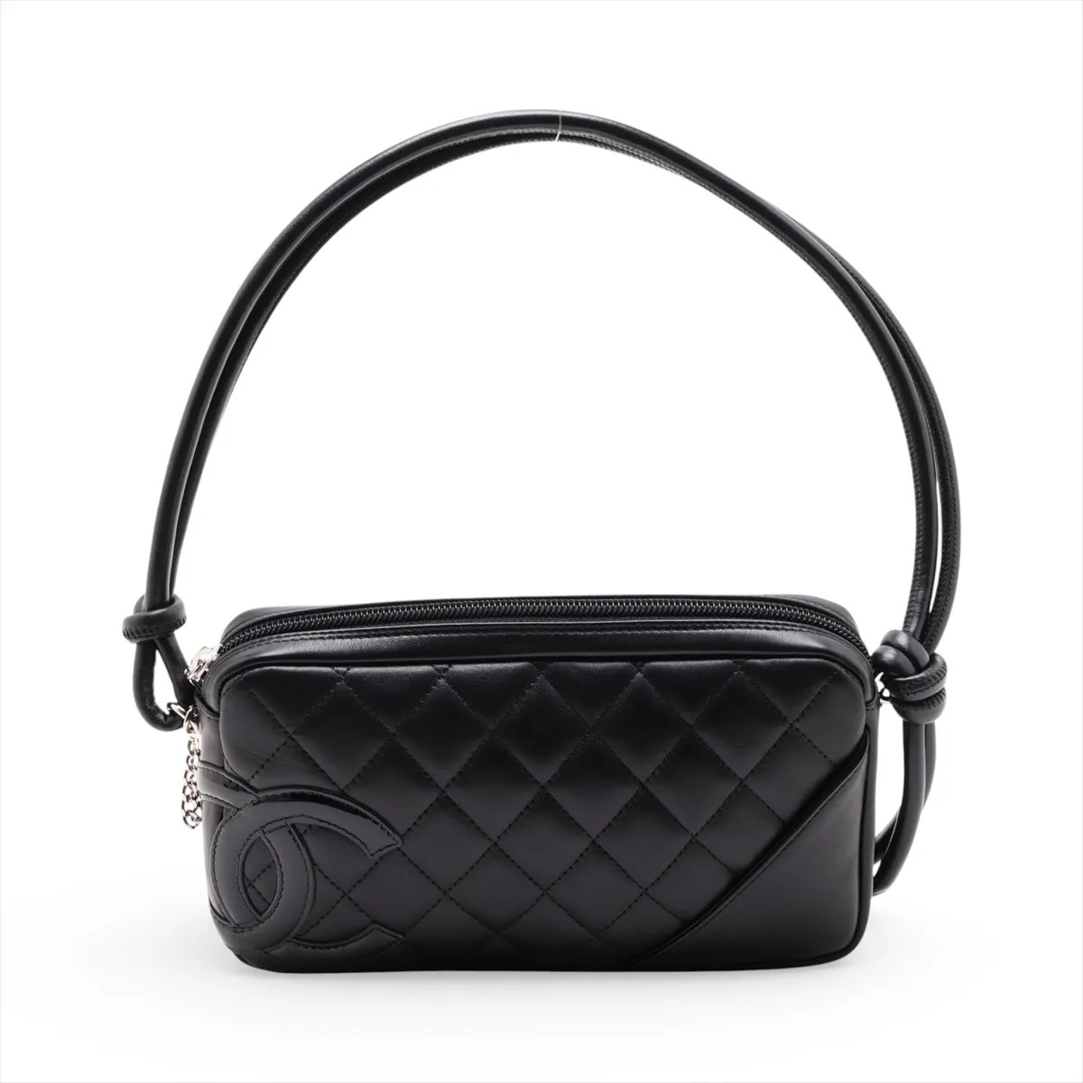 Chanel Cambon Line Lambskin x patent leather Shoulder bag Black Silver Metal Fit