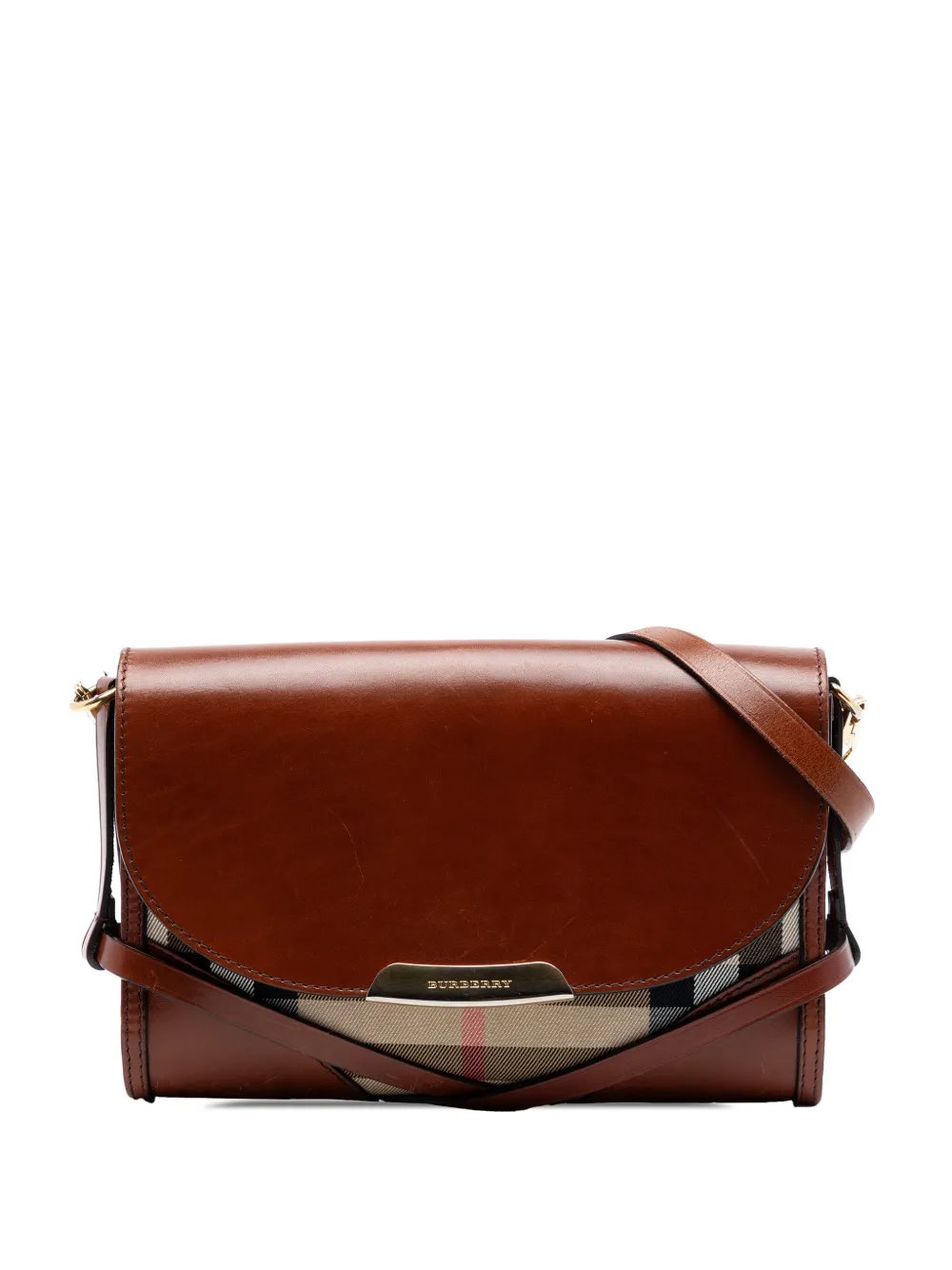 2000-2017 Leather and House Check Canvas Bridle Abbott crossbody bag