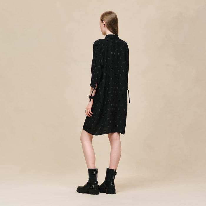 Noir "Aux Champs En Fleurs" Wide Dress