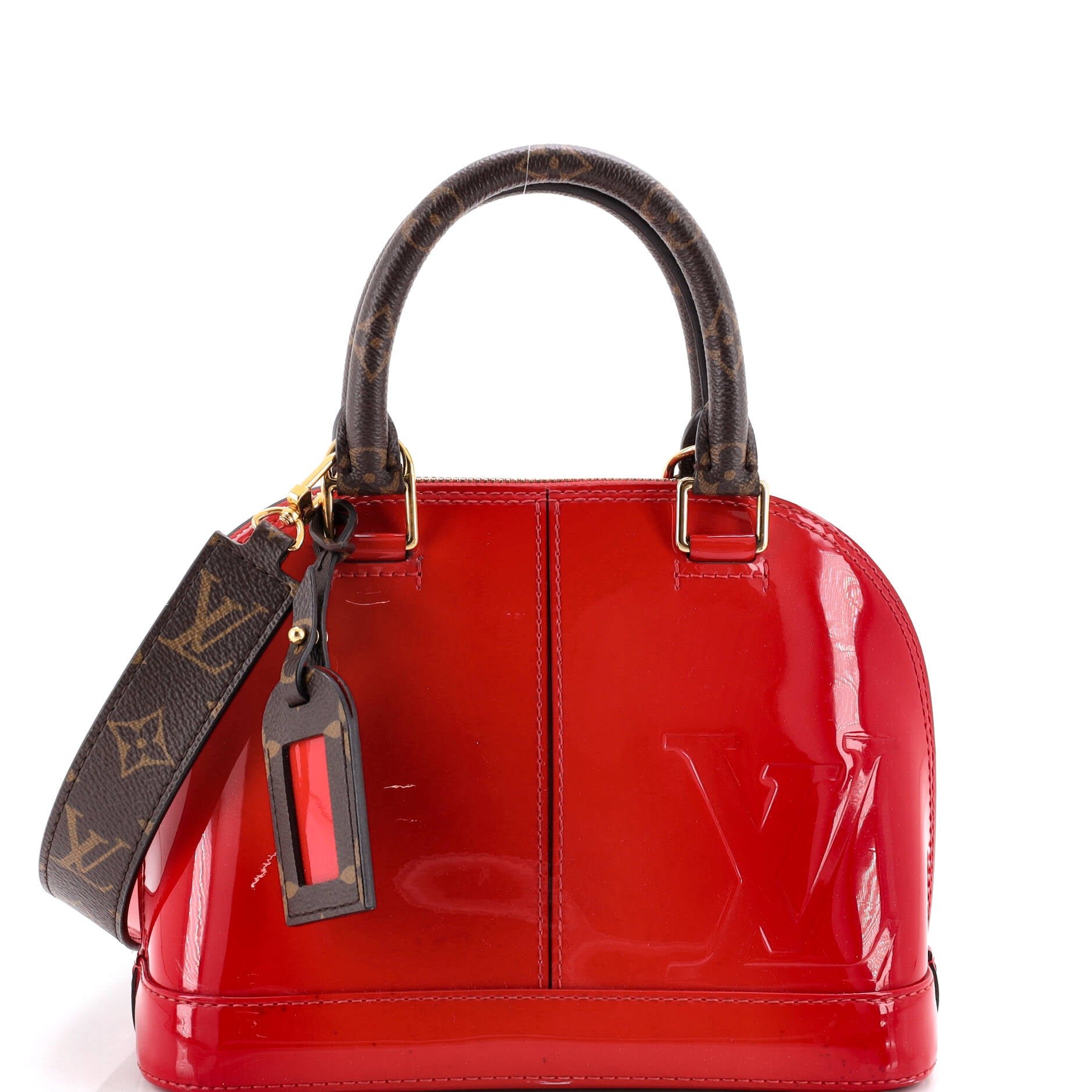 Alma Handbag Vernis with Monogram Canvas BB