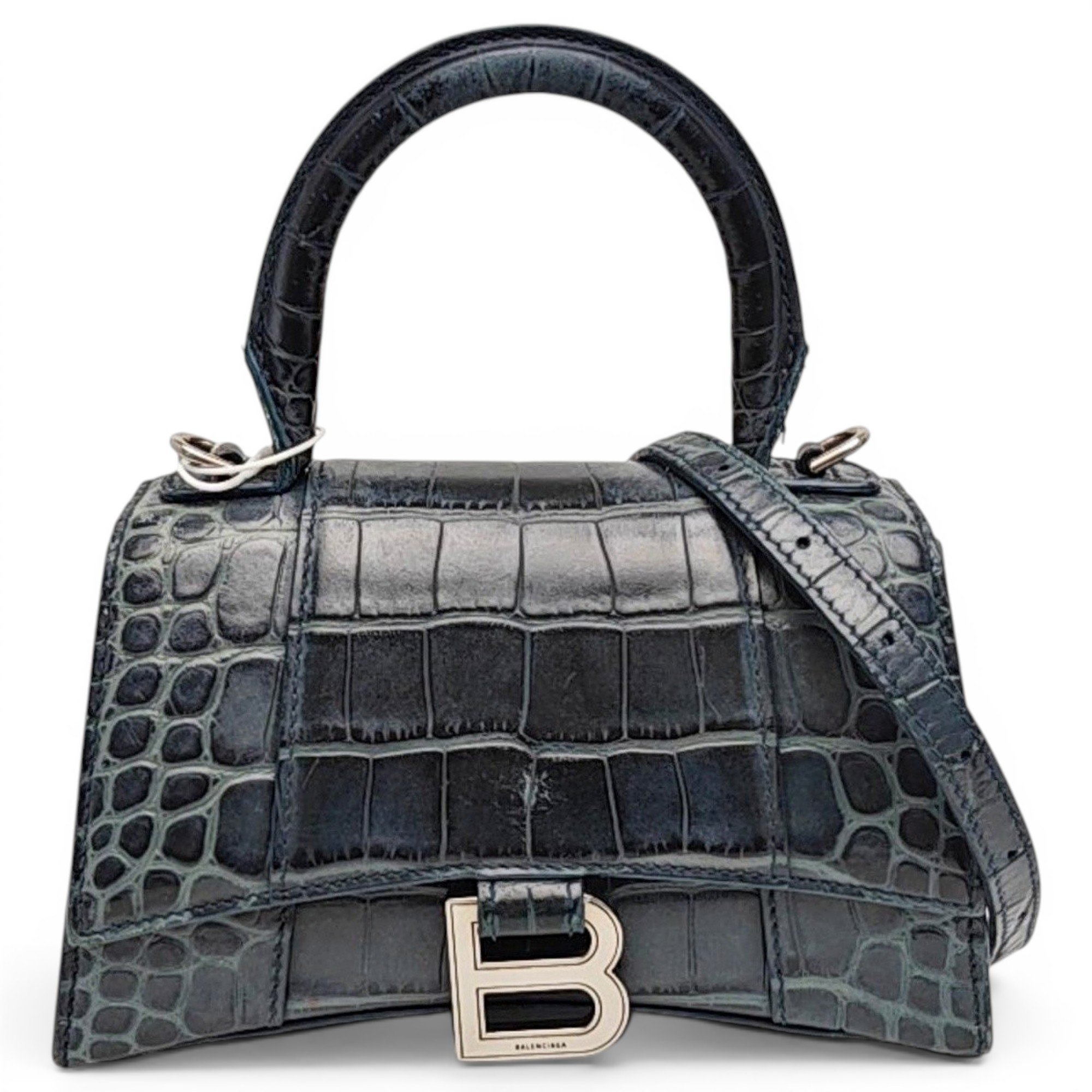 Hourglass leather handbag