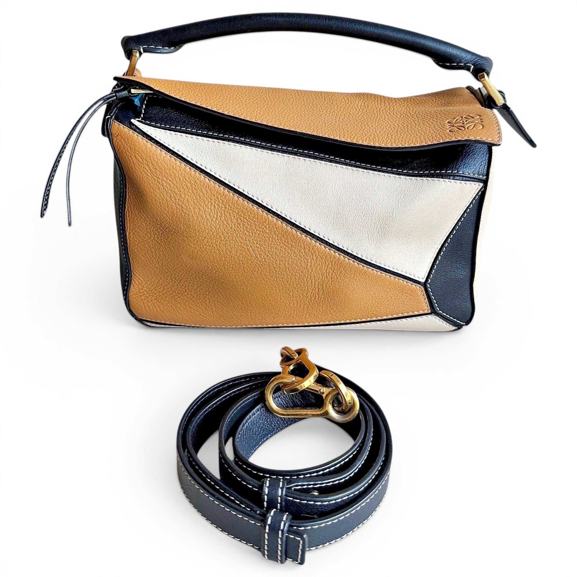 Puzzle leather handbag