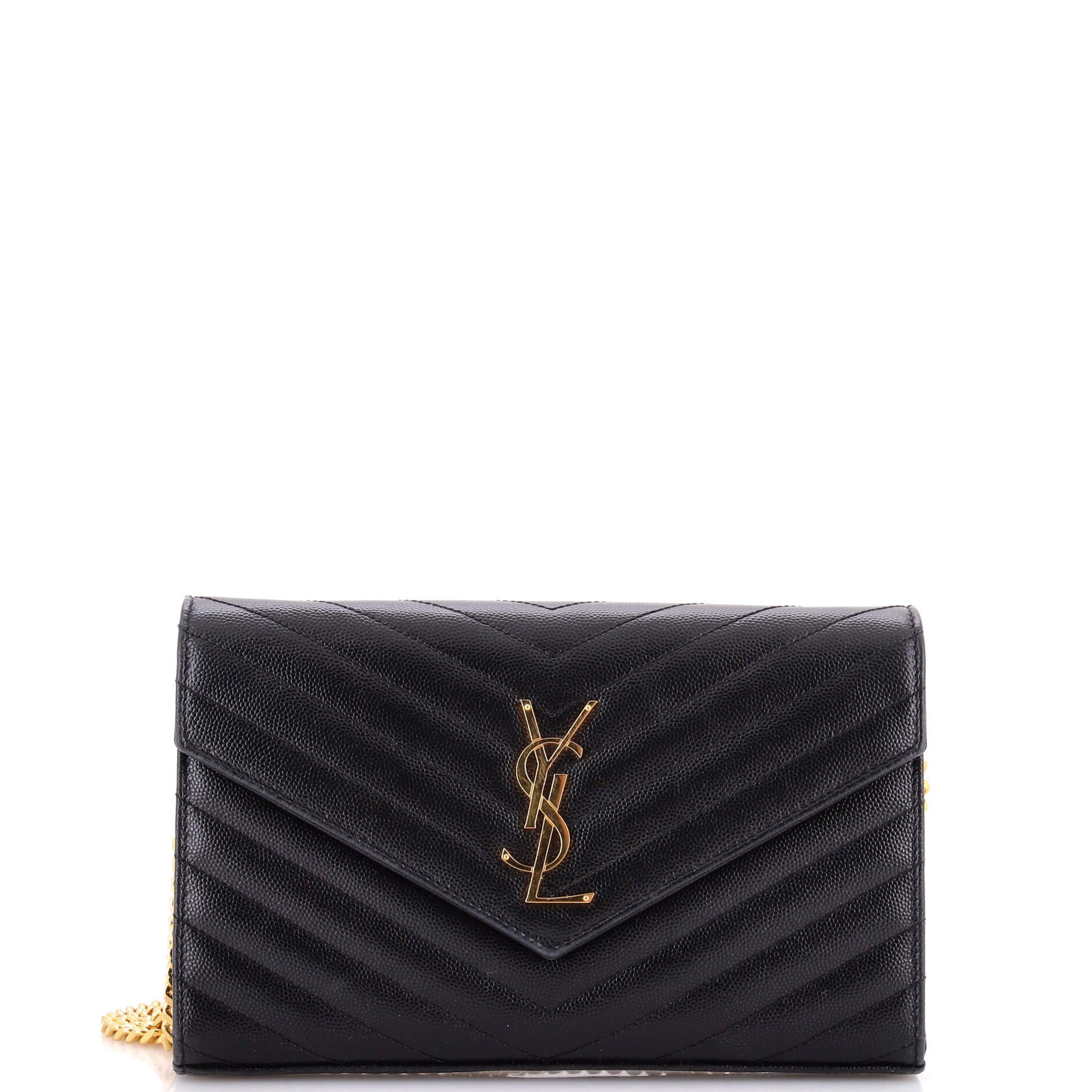 Classic Monogram Wallet on Chain Matelasse Chevron Leather Medium