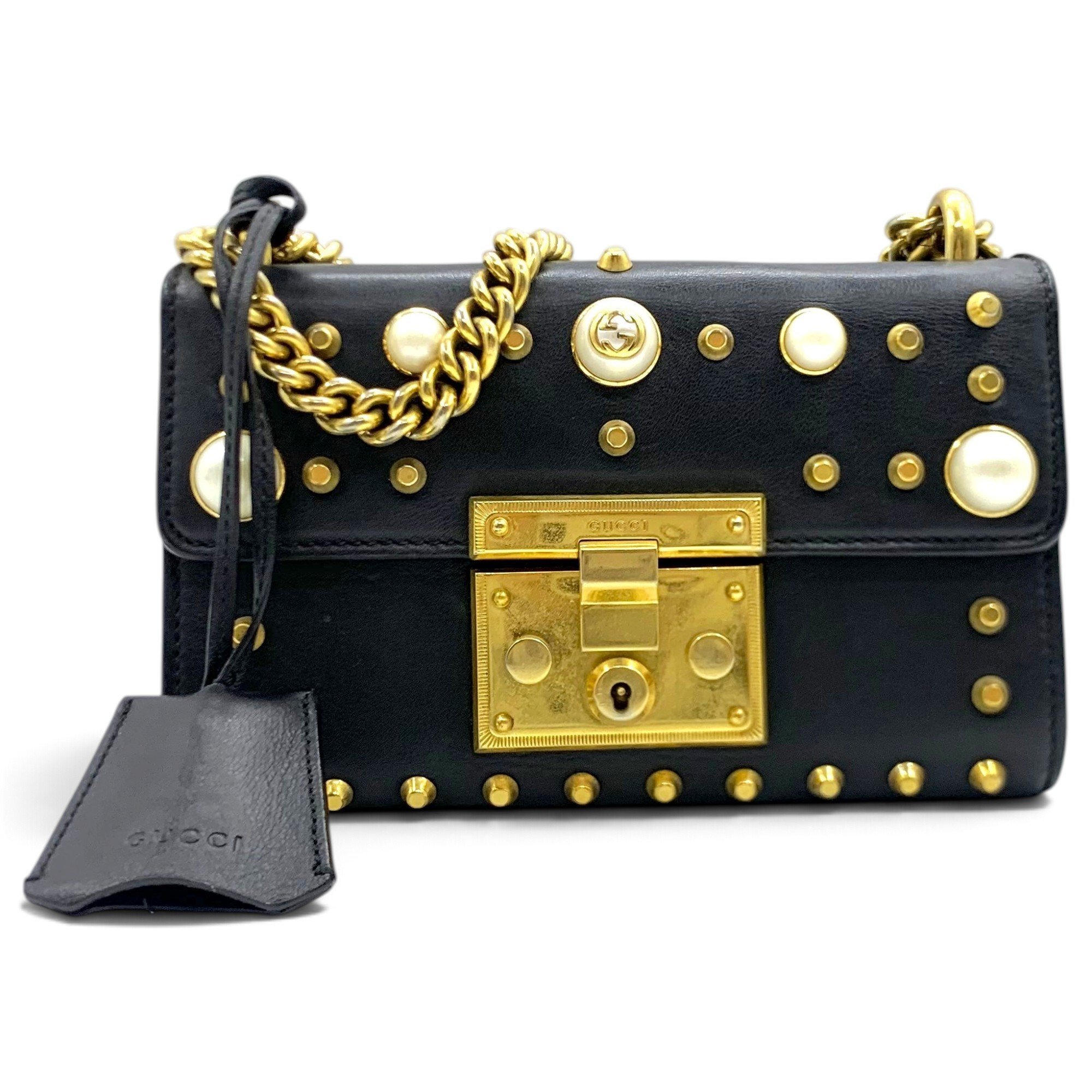 Padlock leather handbag