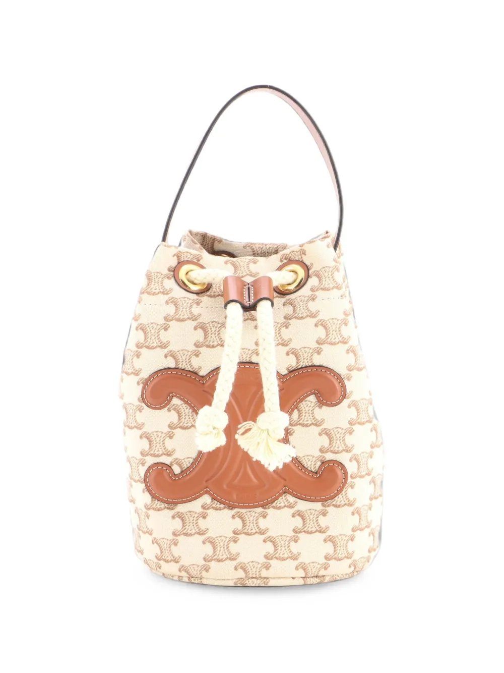 Triomphe Drawstring Triomphe Canvas with Leather Teen bucket bag