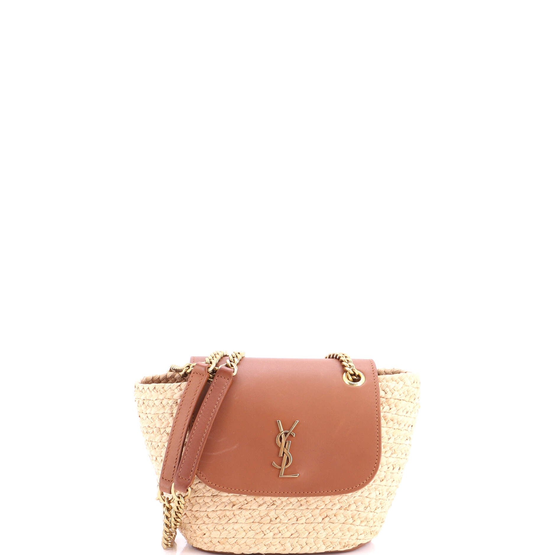 Manon Basket Bag Raffia with Leather Mini