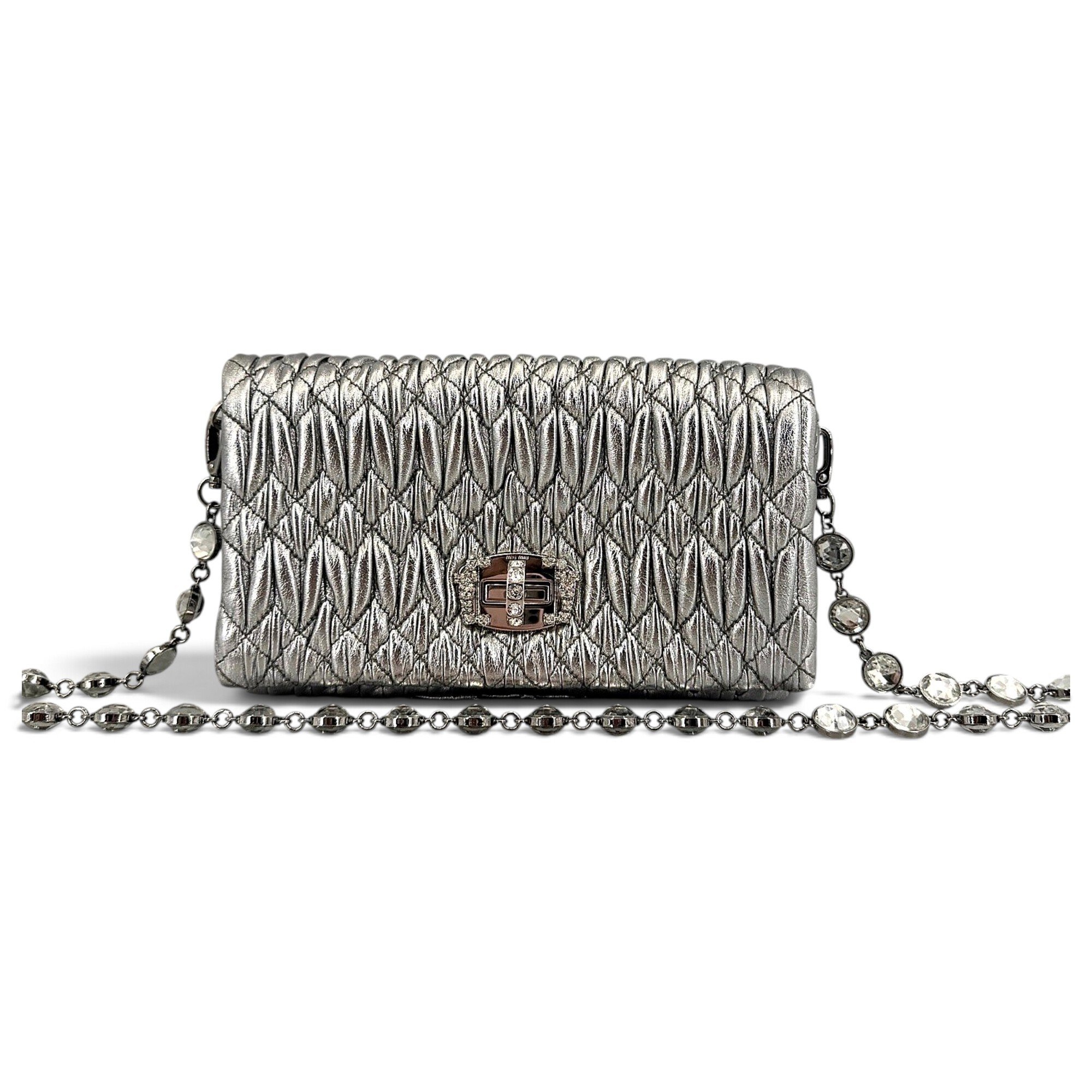 Miu Crystal leather handbag