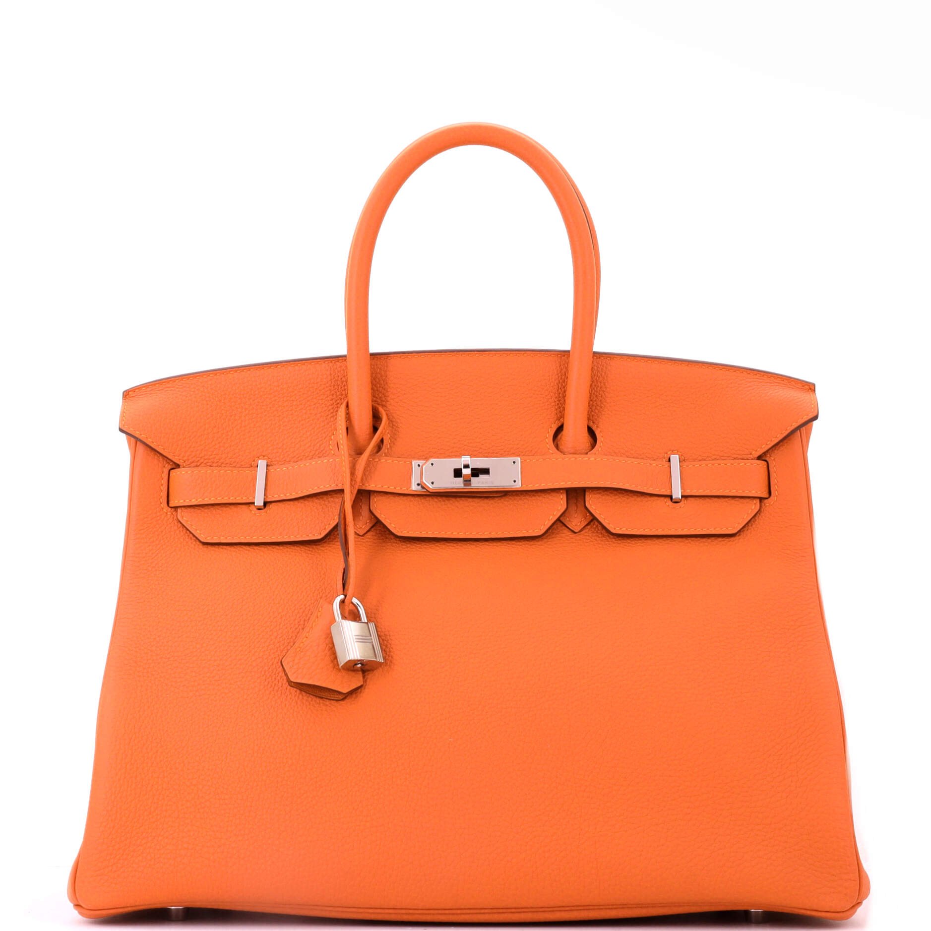 Birkin Handbag Feu Togo with Palladium Hardware 35