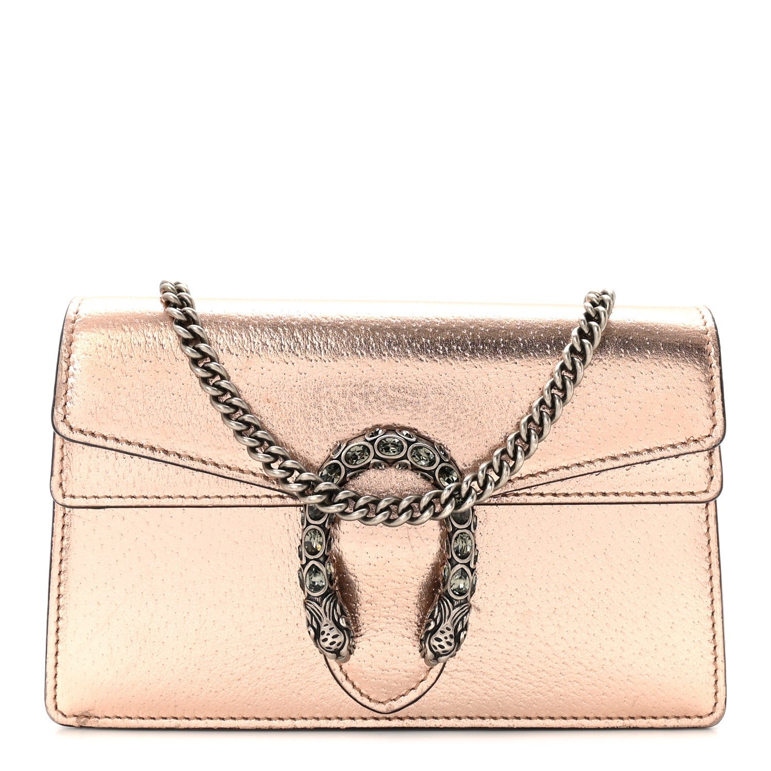 Gucci Metallic Calfskin Super Mini Dionysus Shoulder Bag Rose Gold