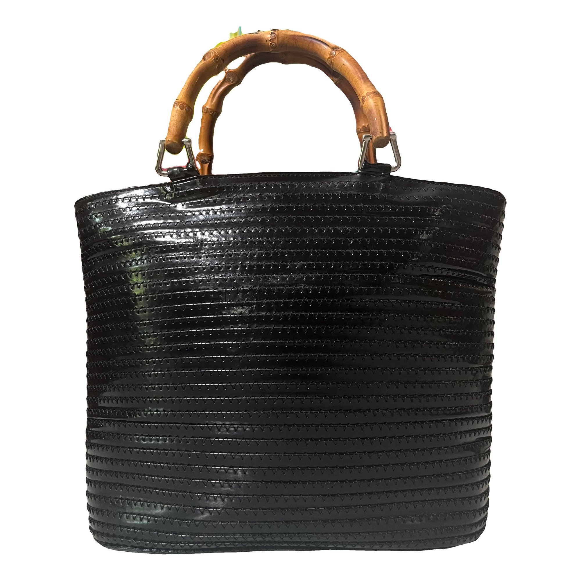 Vintage Bamboo patent leather tote