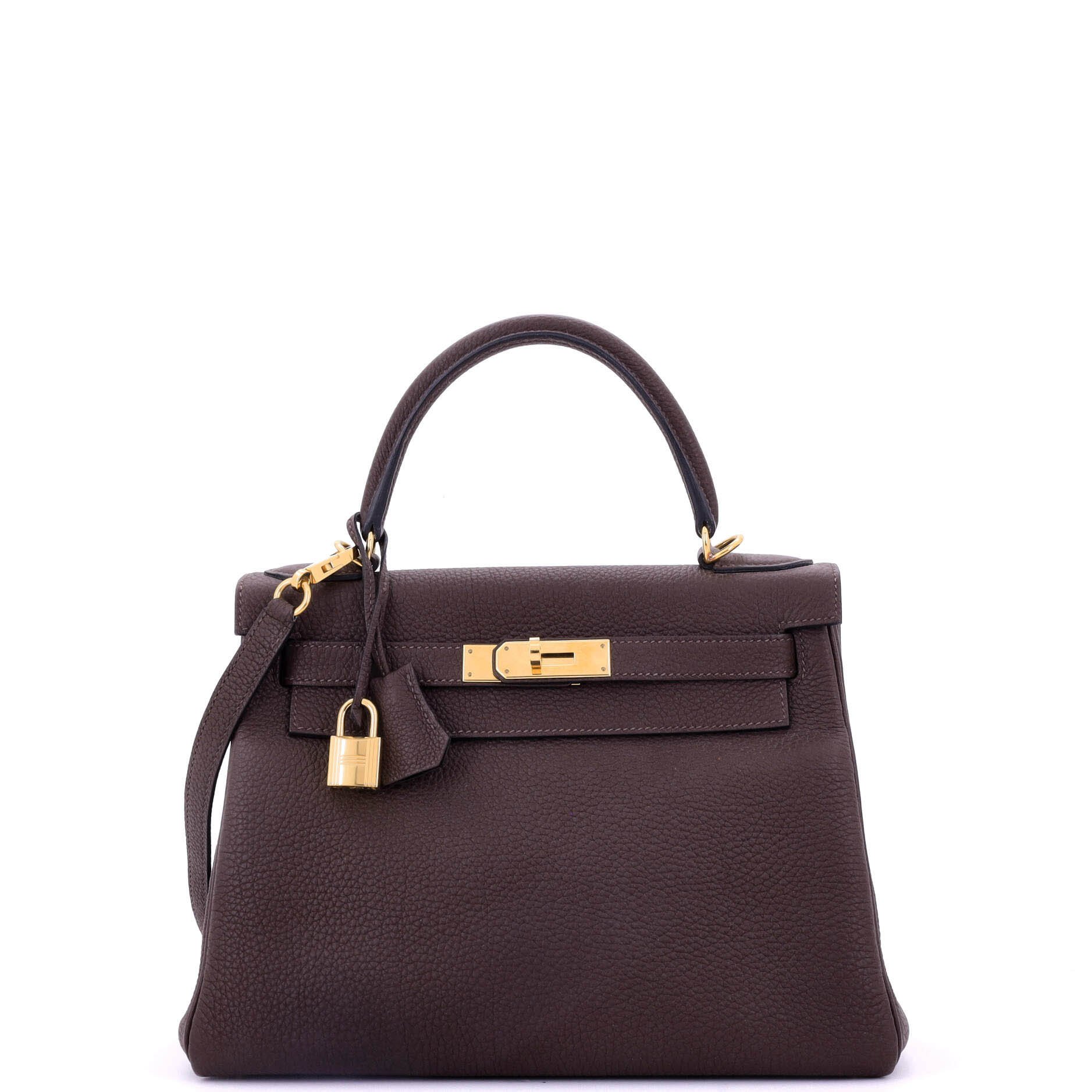 Hermes Kelly Handbag Havane Togo with Gold Hardware 28