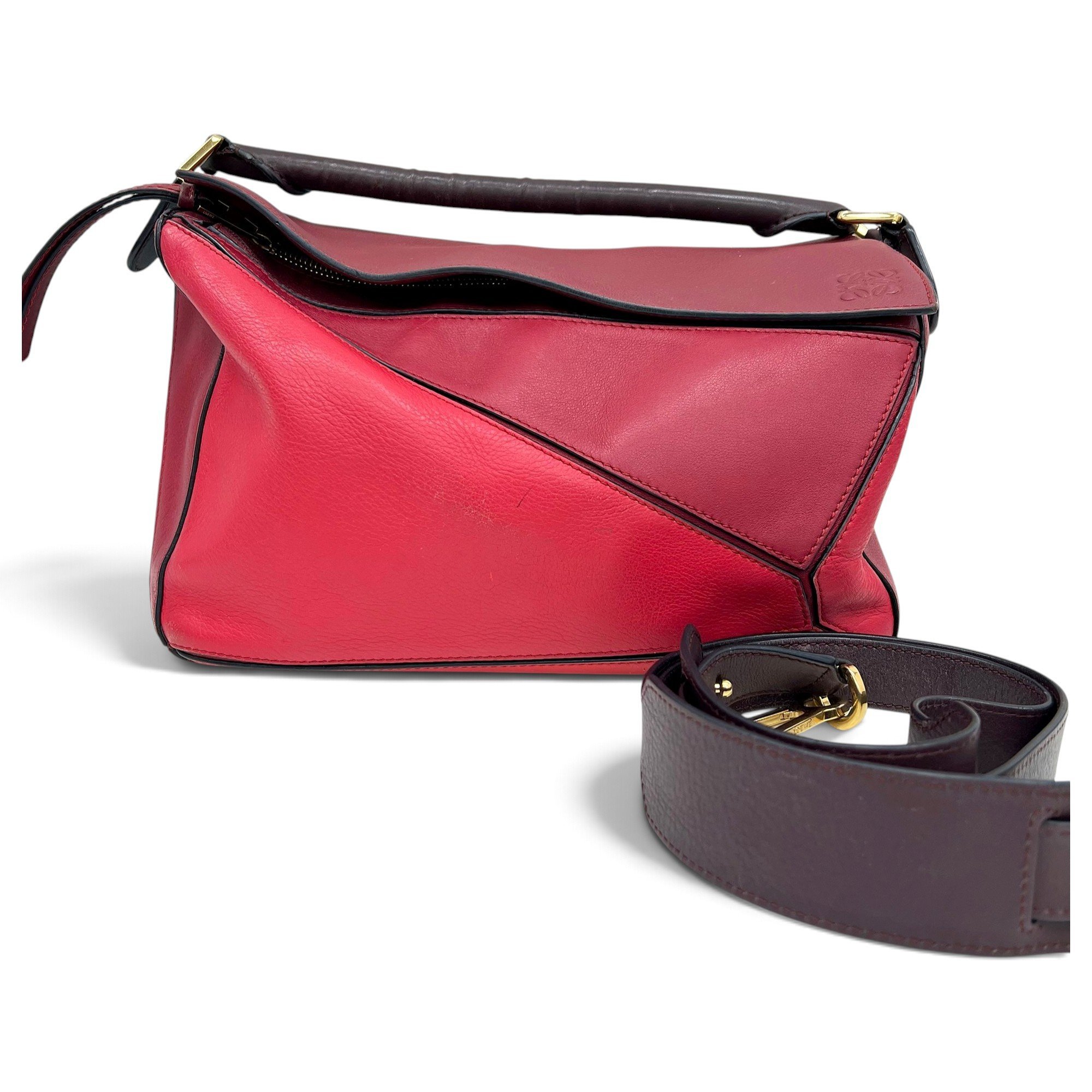 Puzzle leather handbag