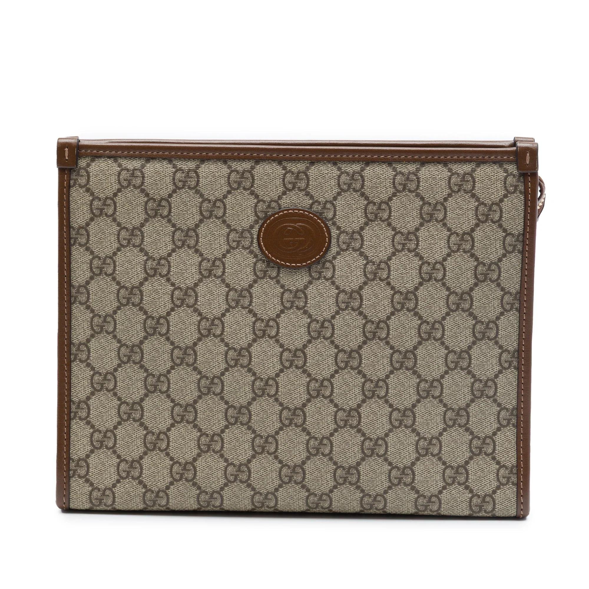 Interlocking leather clutch bag
