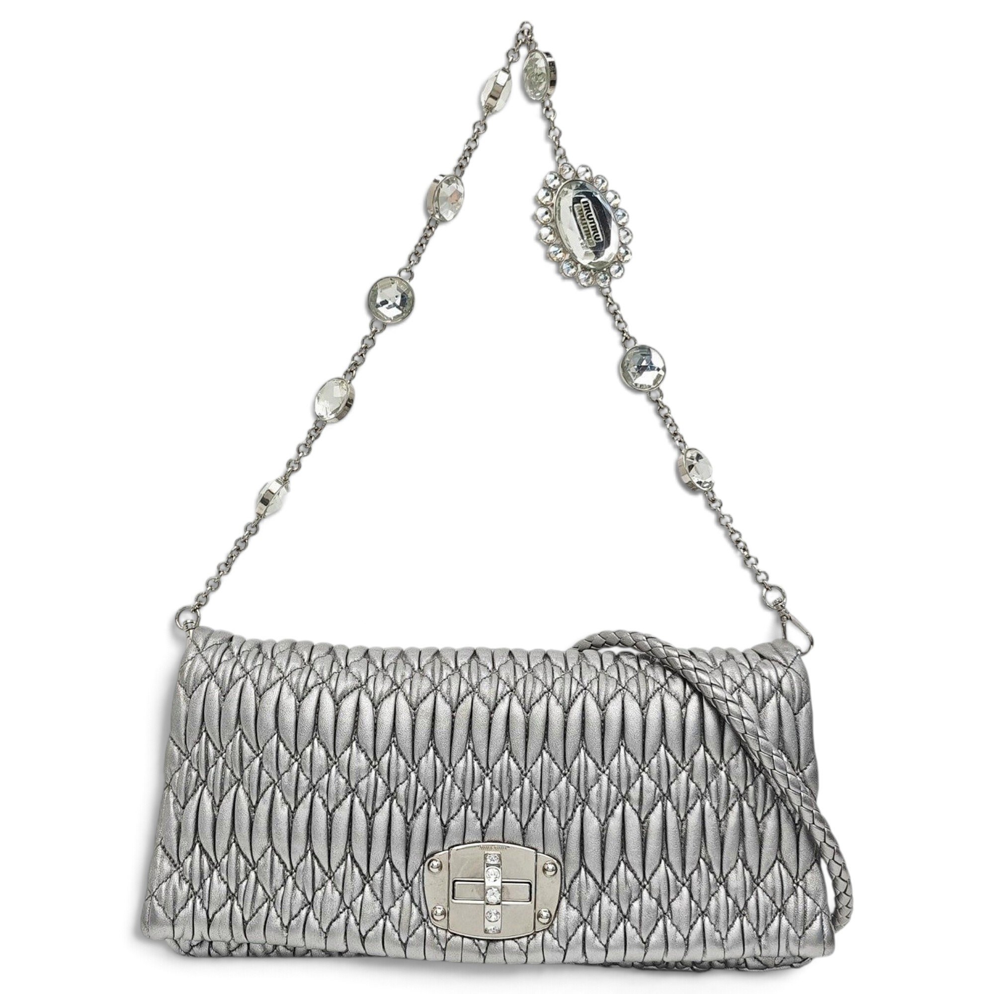 Miu Crystal leather handbag