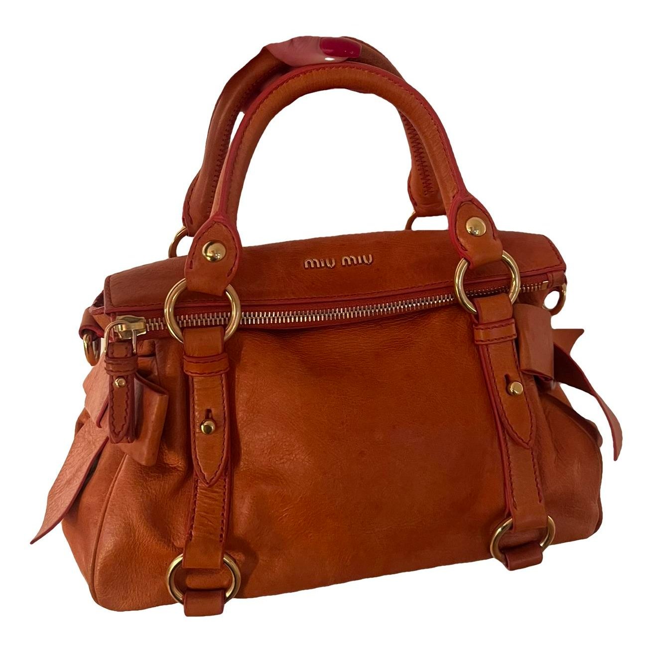 Bow bag leather handbag
