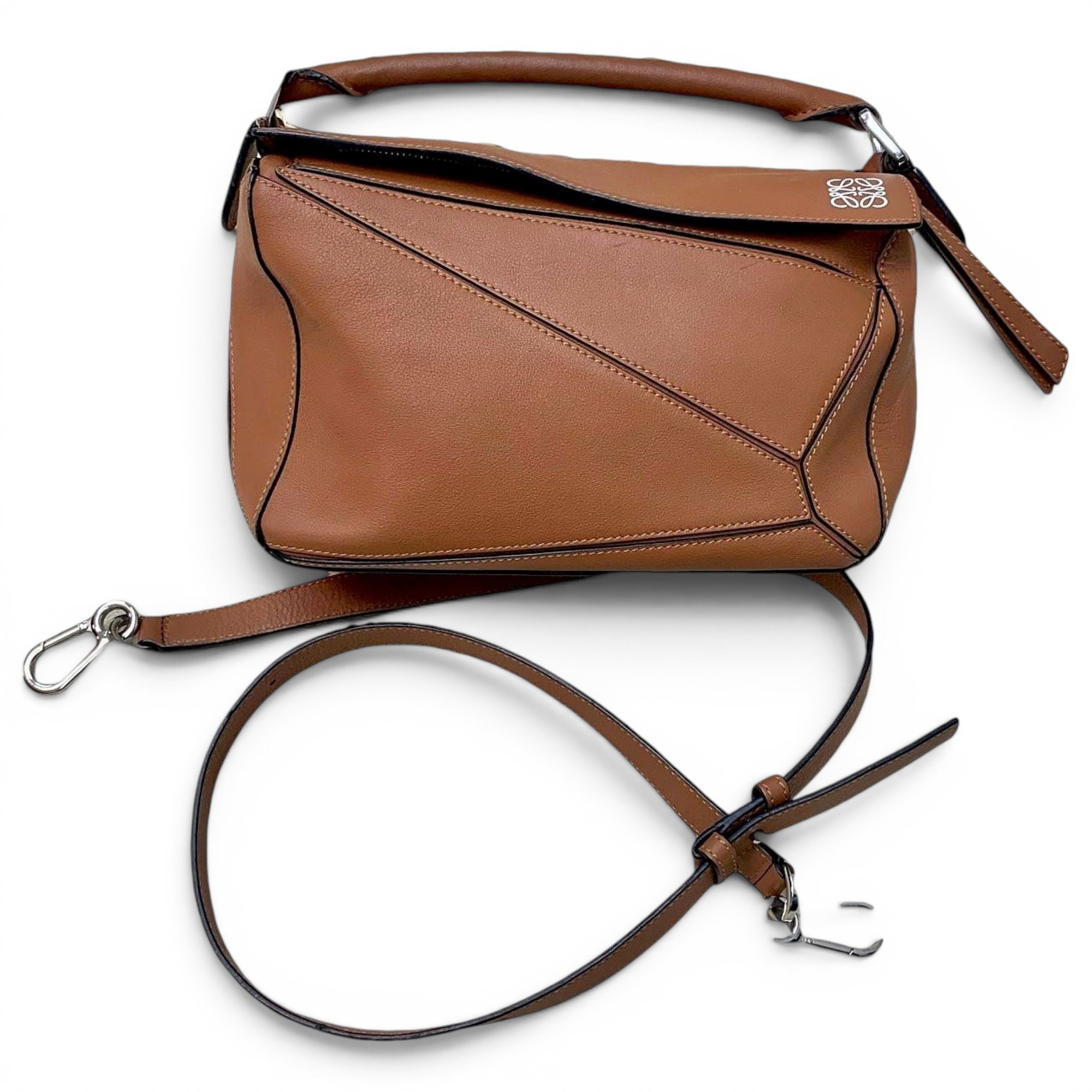 Puzzle leather handbag
