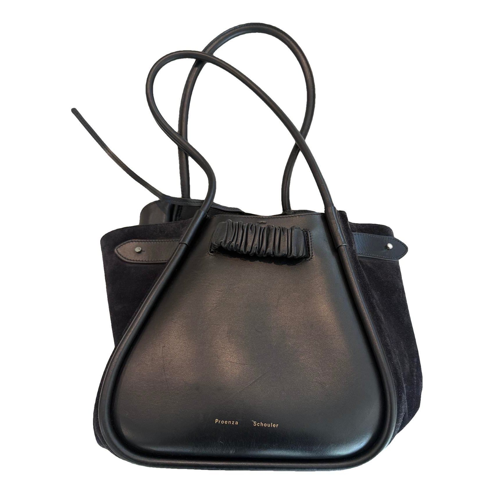 Ruched leather handbag