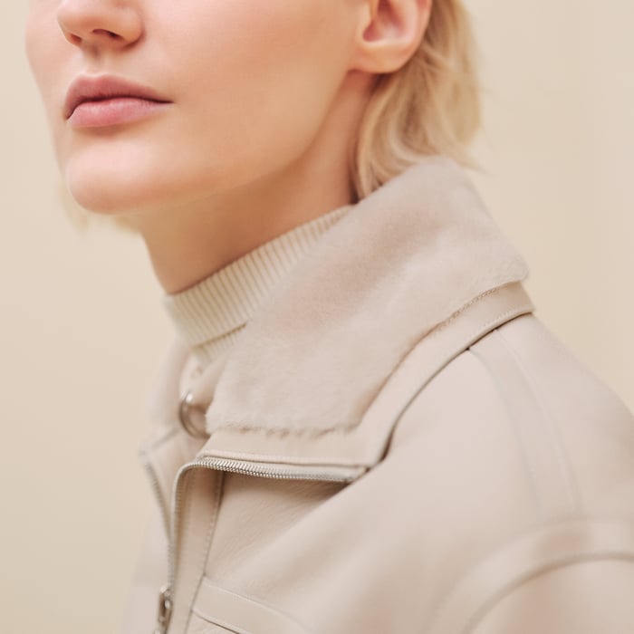 Beige Glaise Bomber Jacket
