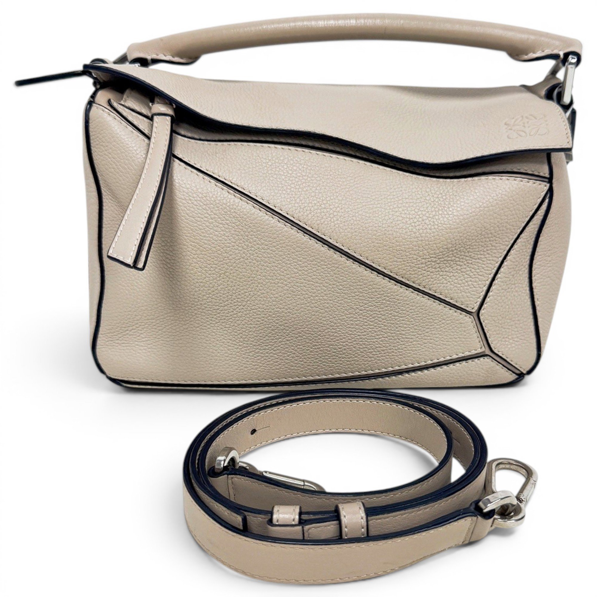 Puzzle leather handbag