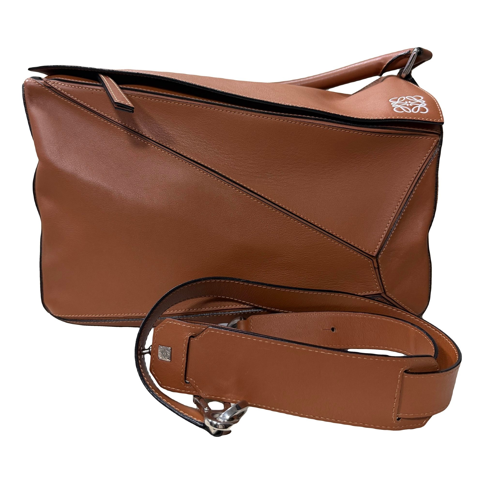 Puzzle leather handbag