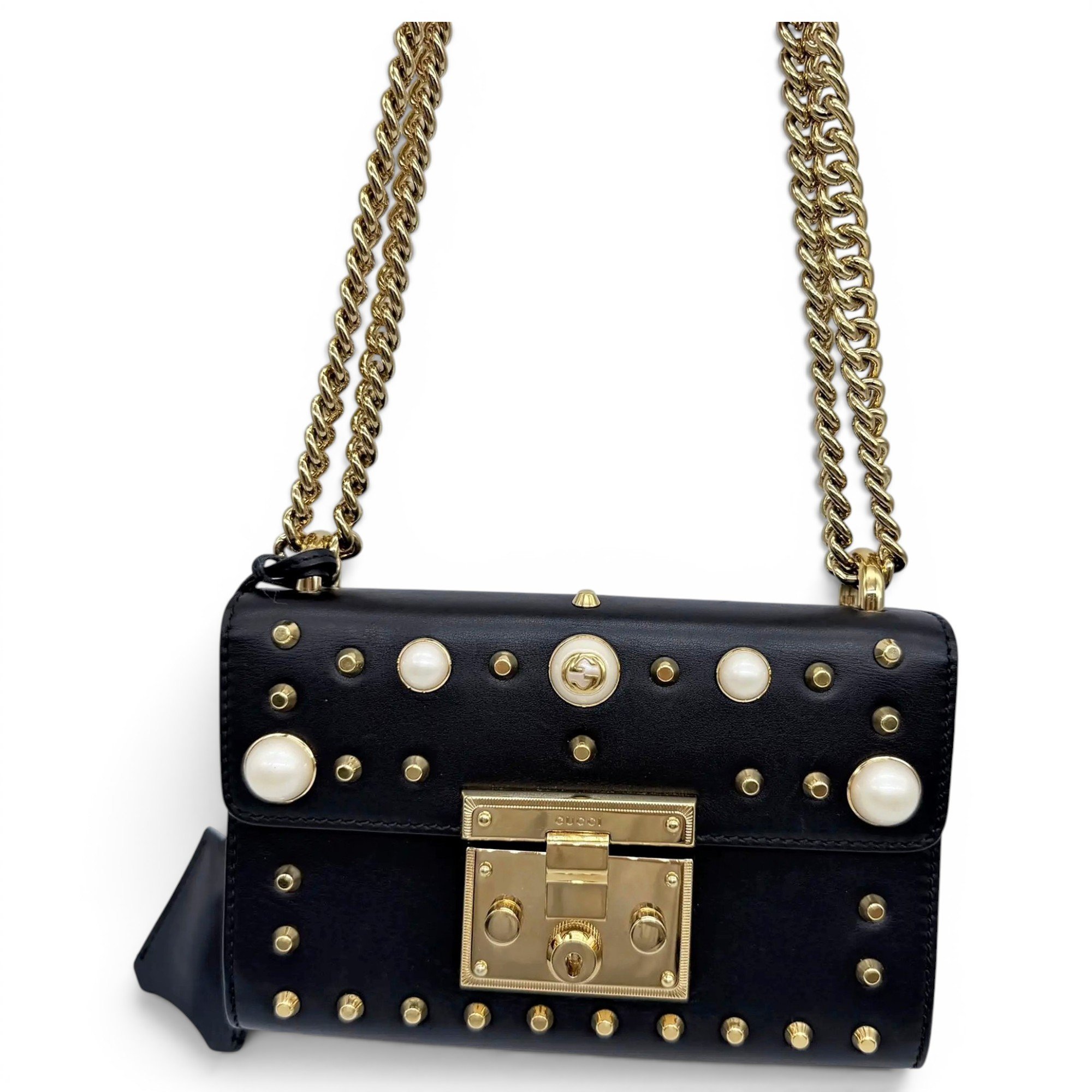 Padlock leather handbag