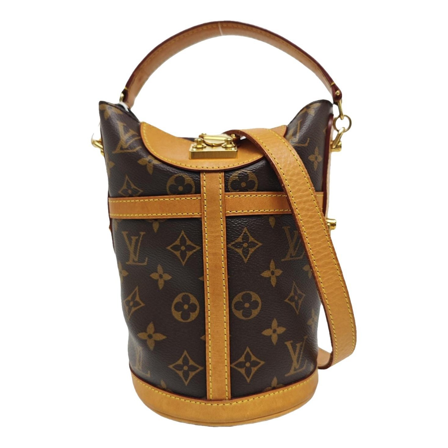 Duffle leather handbag