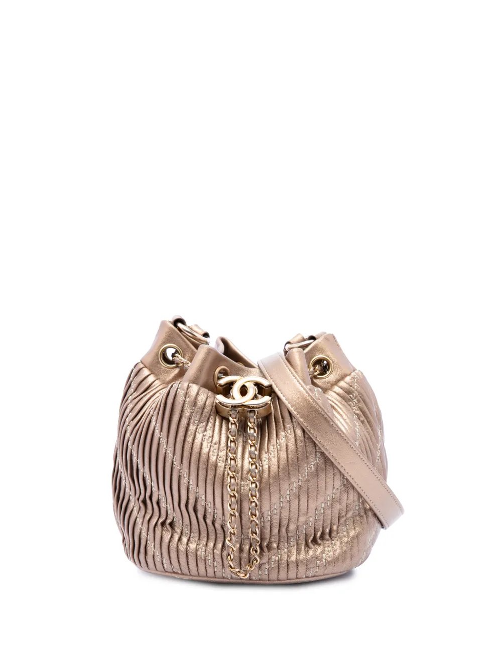 2018 Small Metallic Lambskin Coco Pleats Drawstring bucket bag