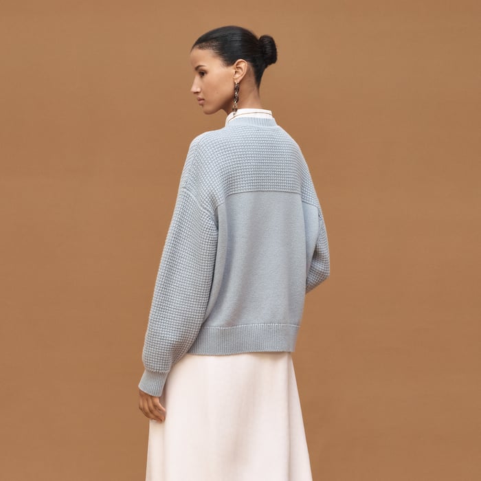 Bleu Dragée Cashmere Long-sleeve Sweater