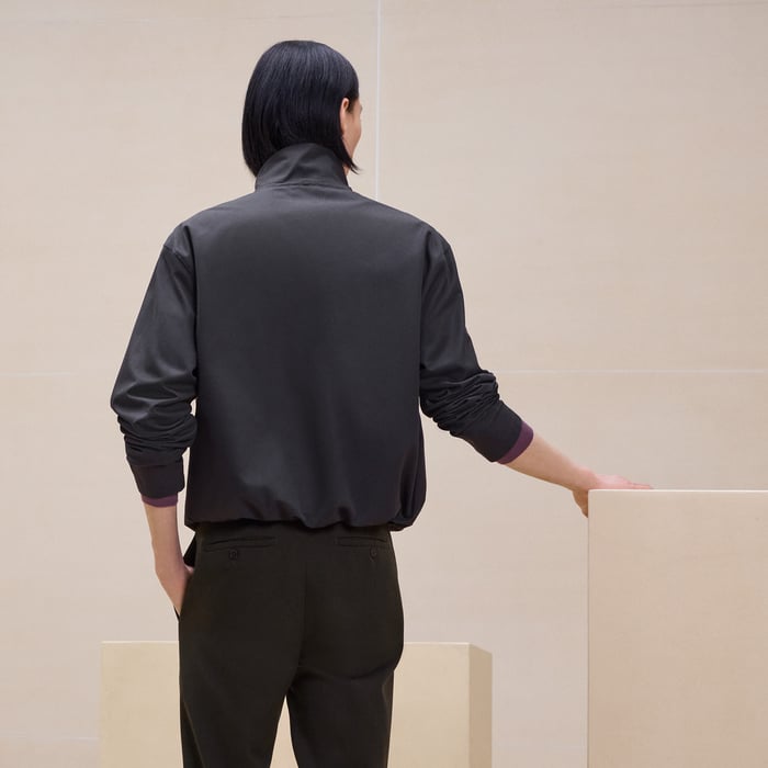 Anthracite Hooded Boxy Fit Jacket Shirt