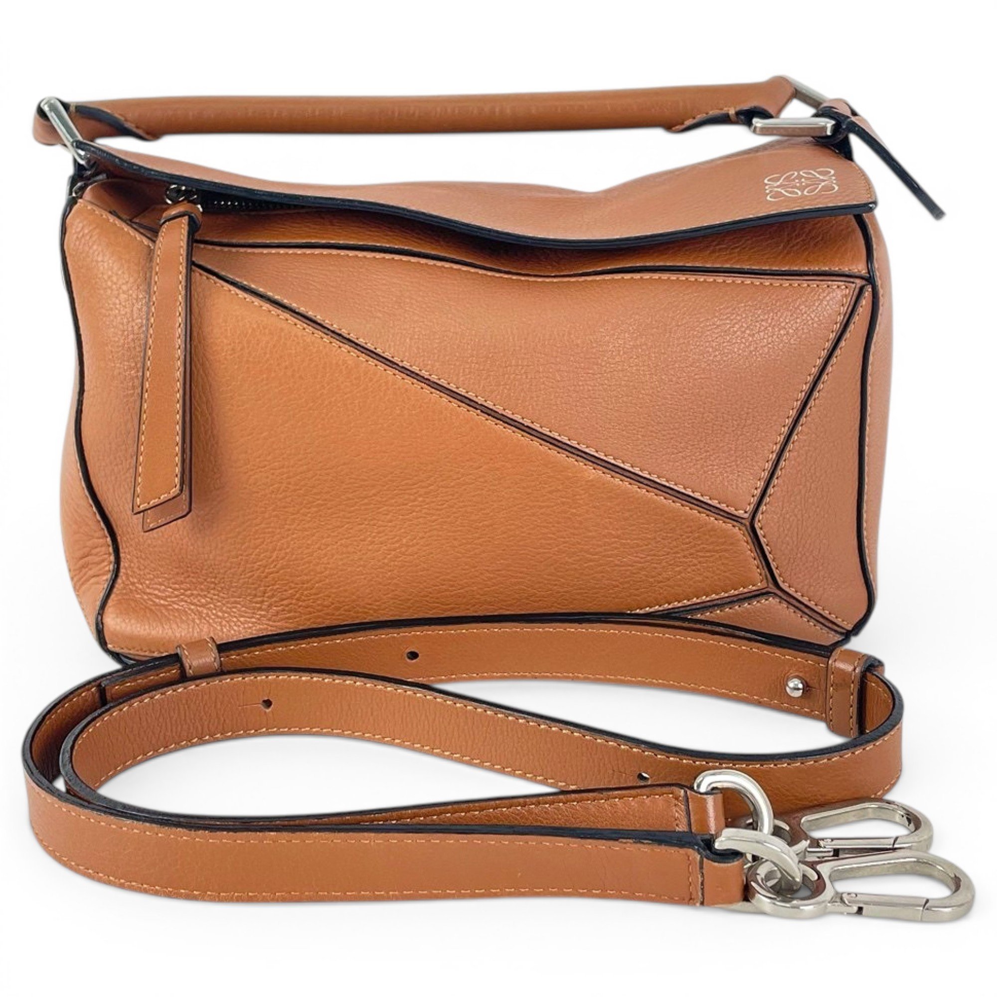 Puzzle leather handbag