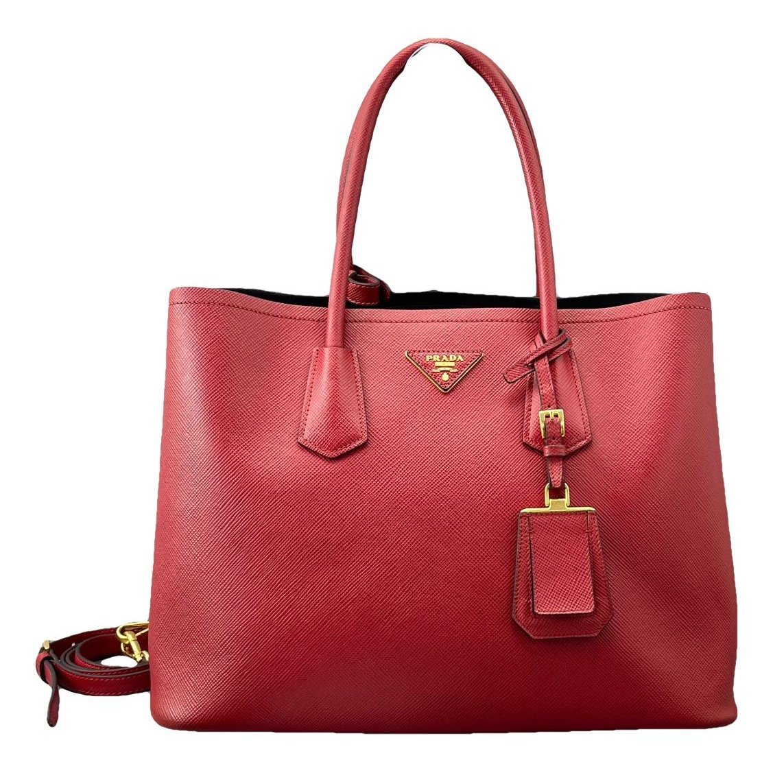 Double leather handbag