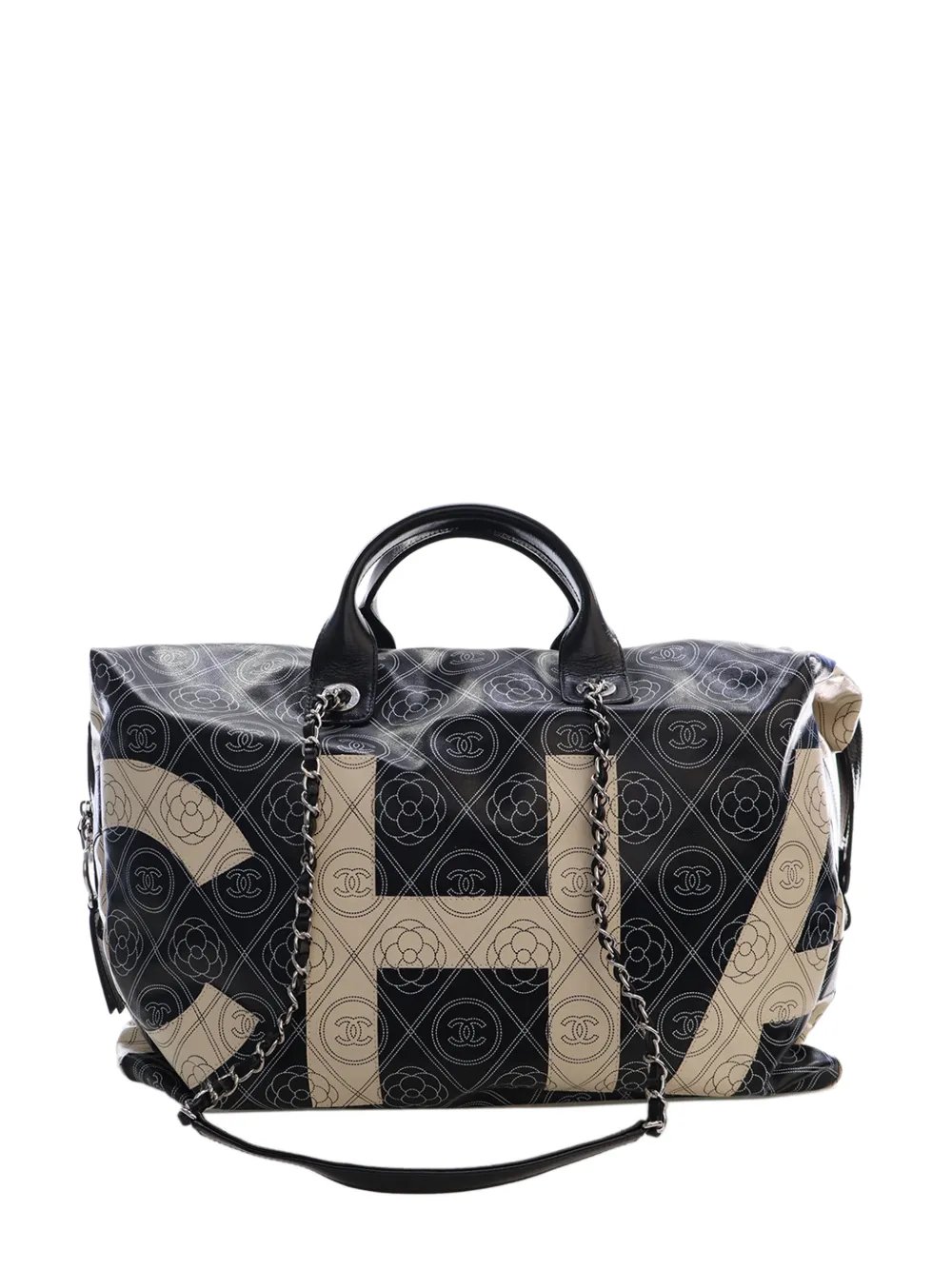 2018 Large Coated Canvas Camellia Maxi Logo Bowling Bag satchel