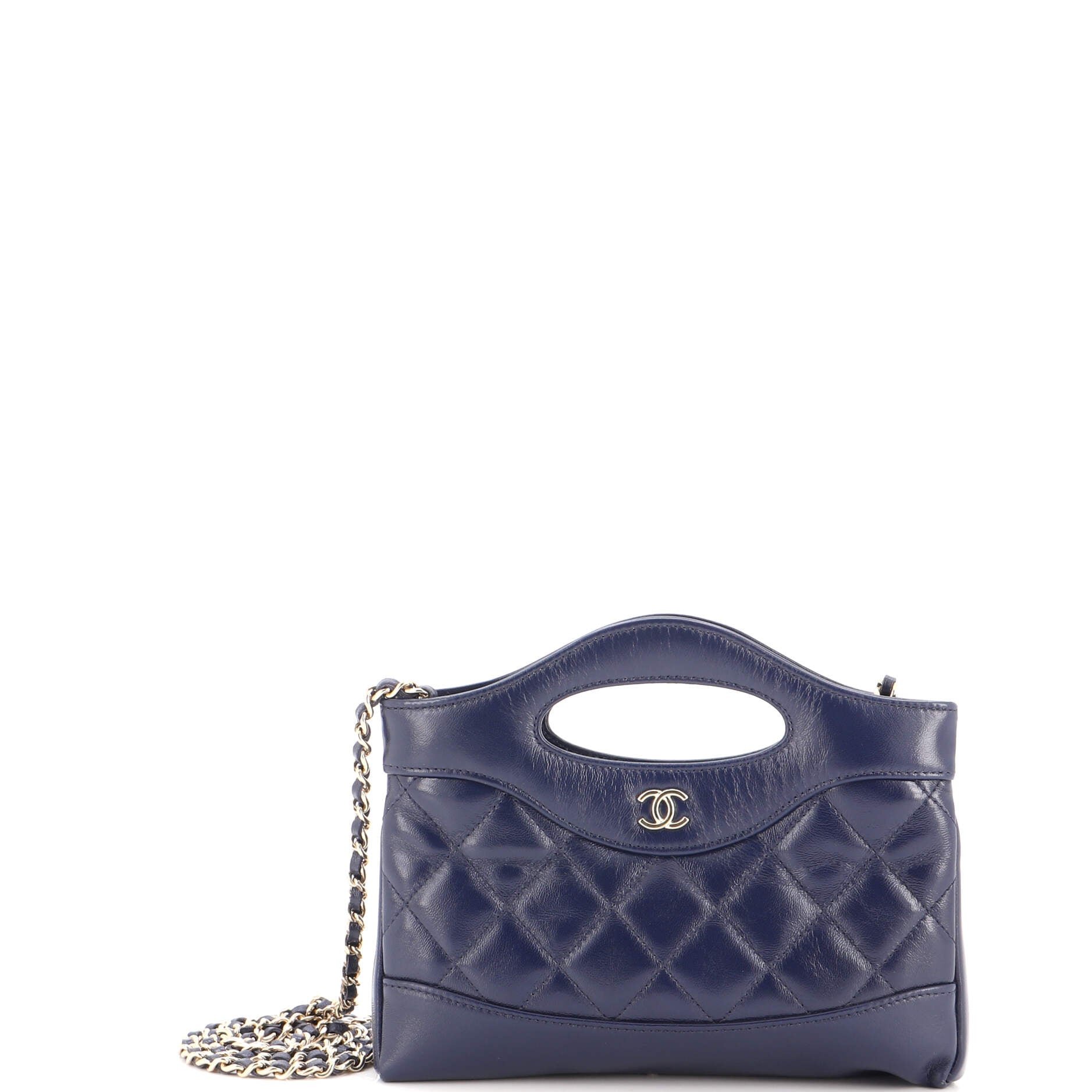 31 Shopping Bag Clutch with Chain Quilted Lambskin Small