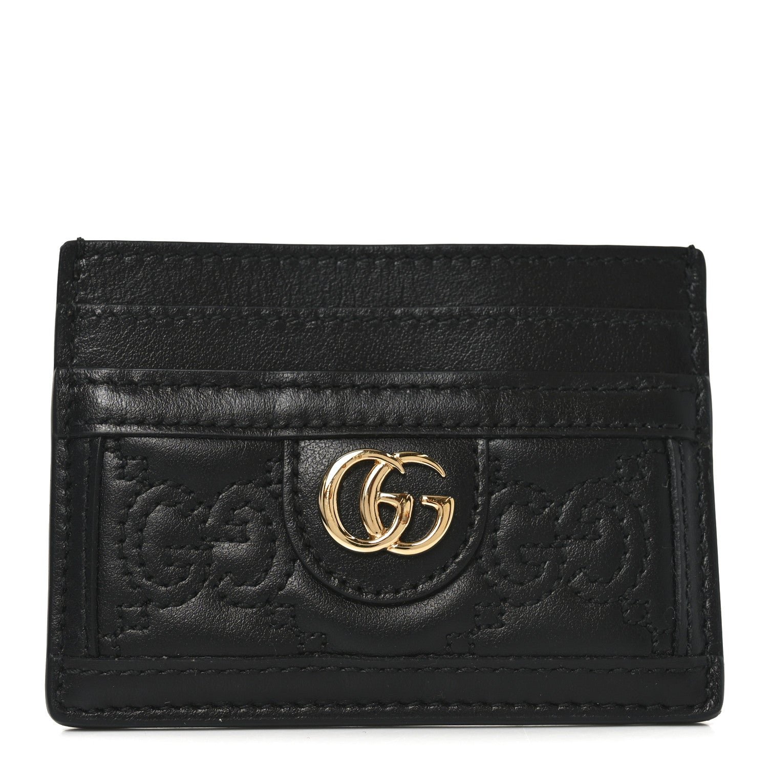 Gucci Calfskin GG Matelasse Card Holder  Black