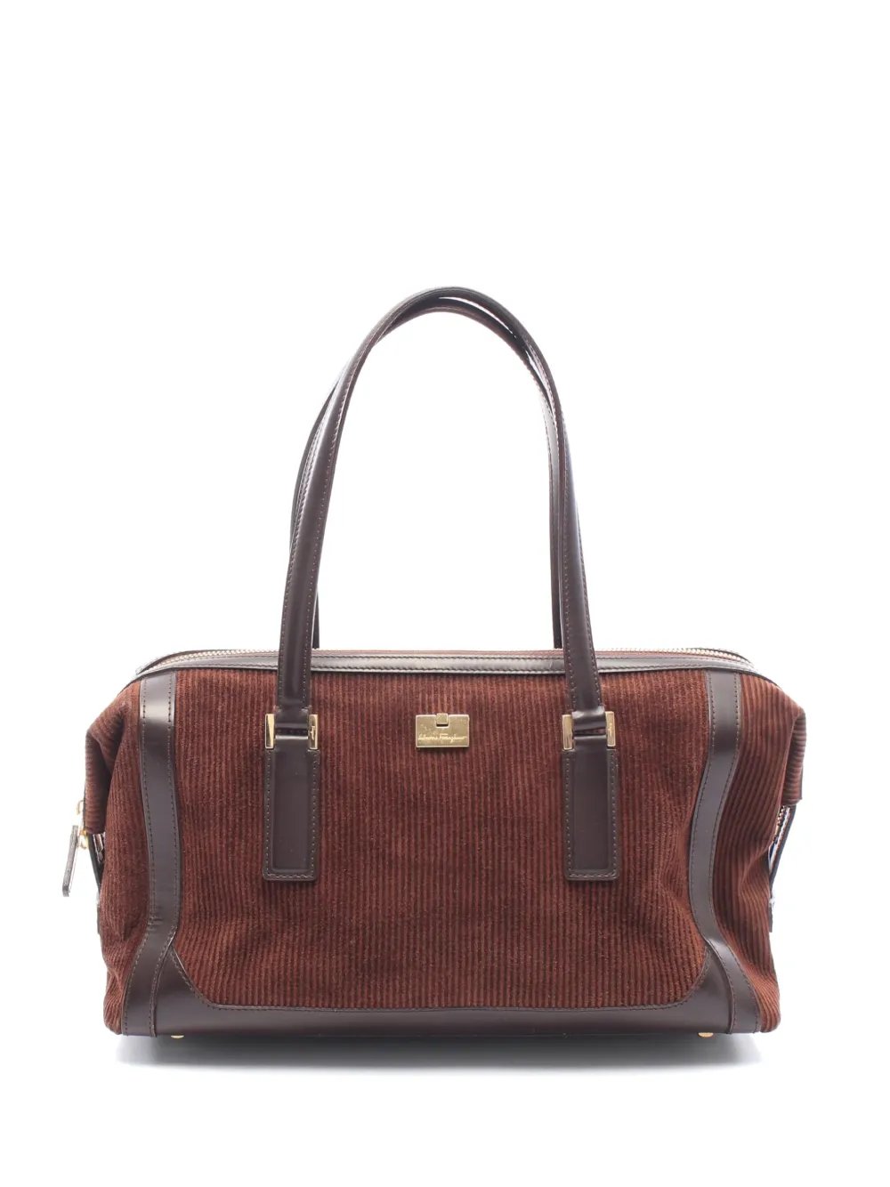 Ferragamo 2000s corduroy leather-trim shoulder bag