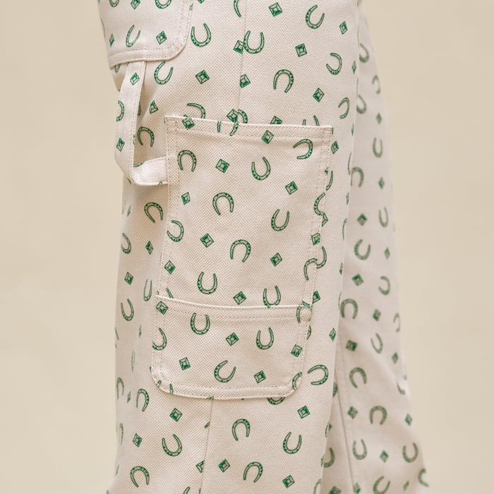 Beige Glaise "Porte-bonheur Bandana" Straight Leg Pants
