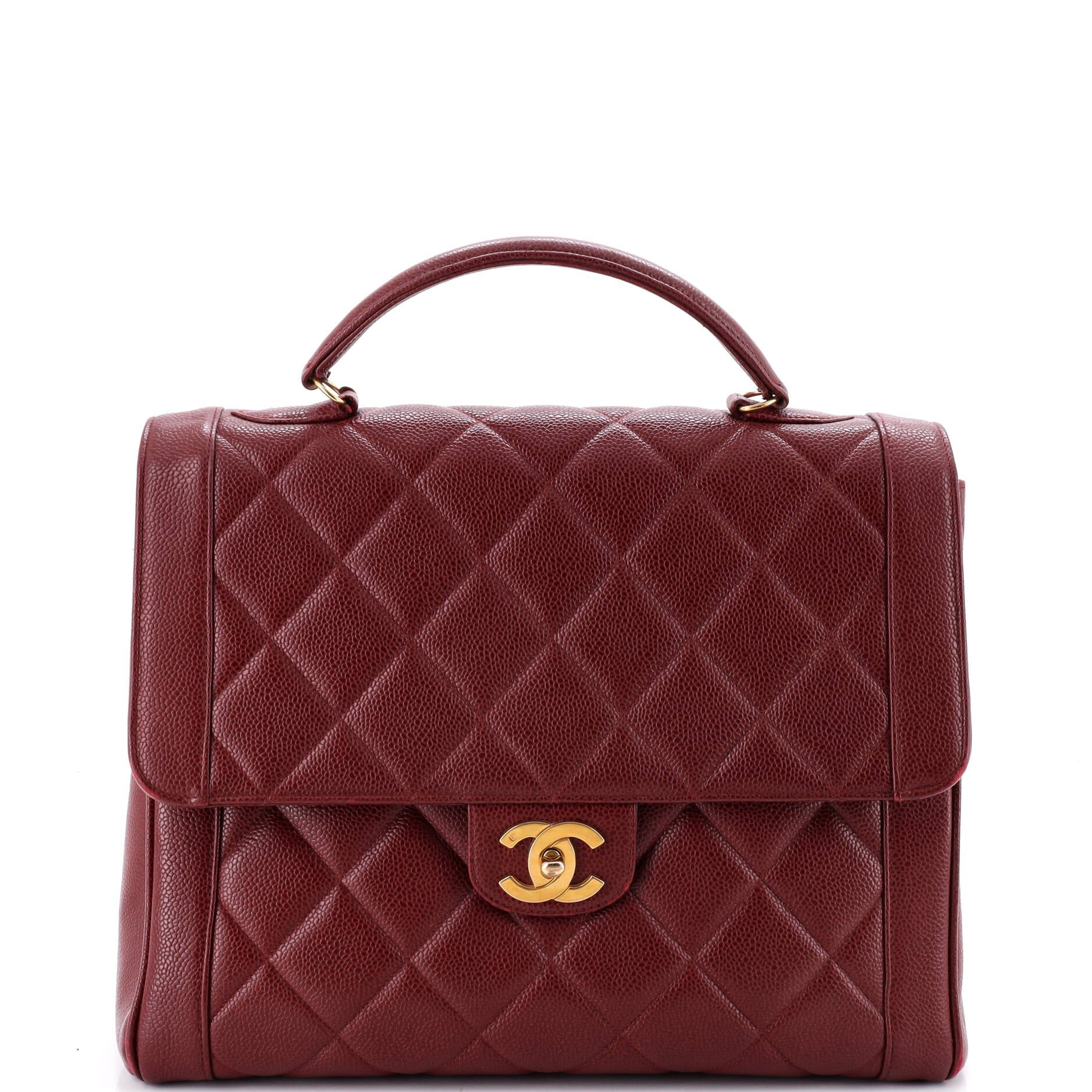Vintage Two-Tone Kelly Top Handle Bag Quilted Caviar Jumbo