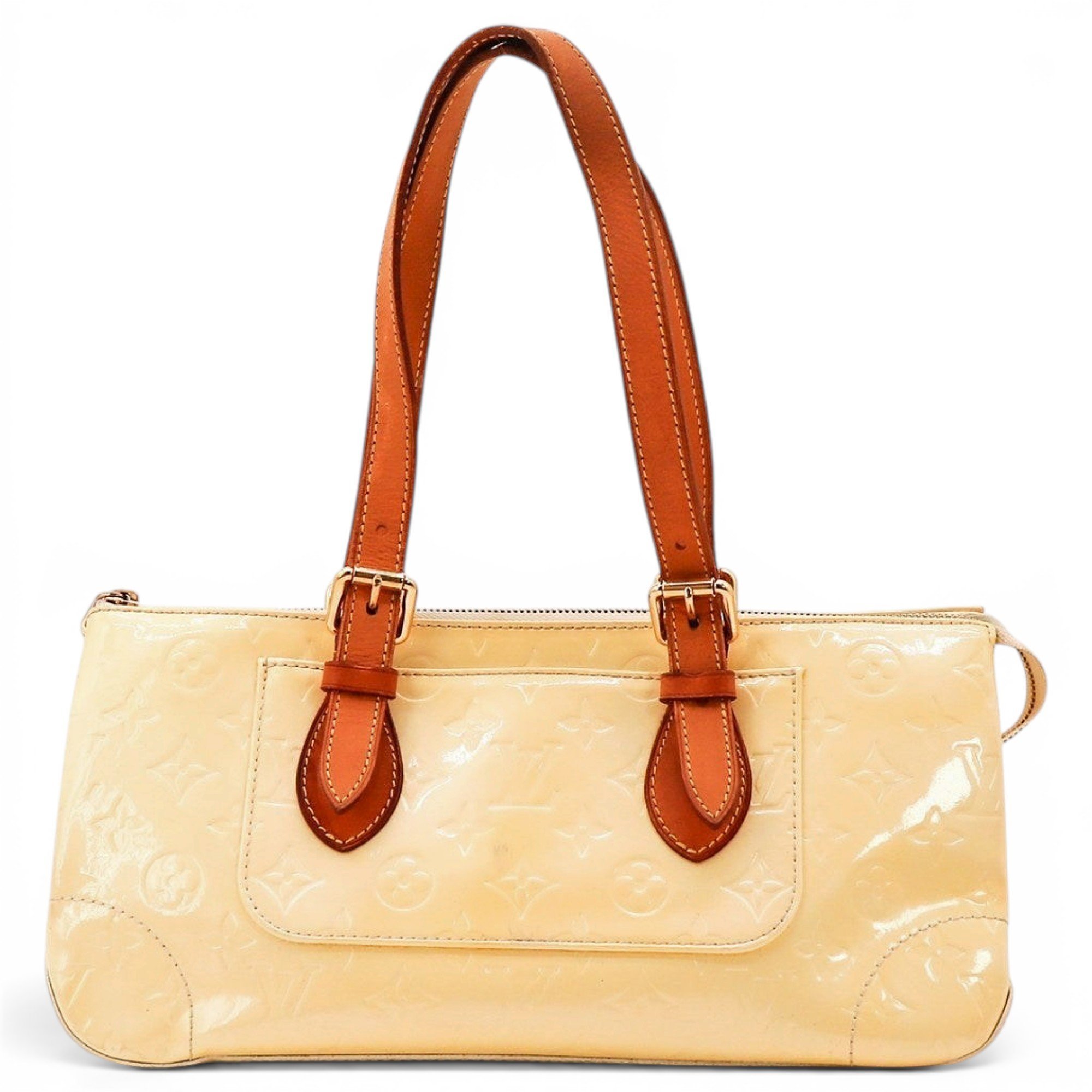 Rosewood patent leather handbag