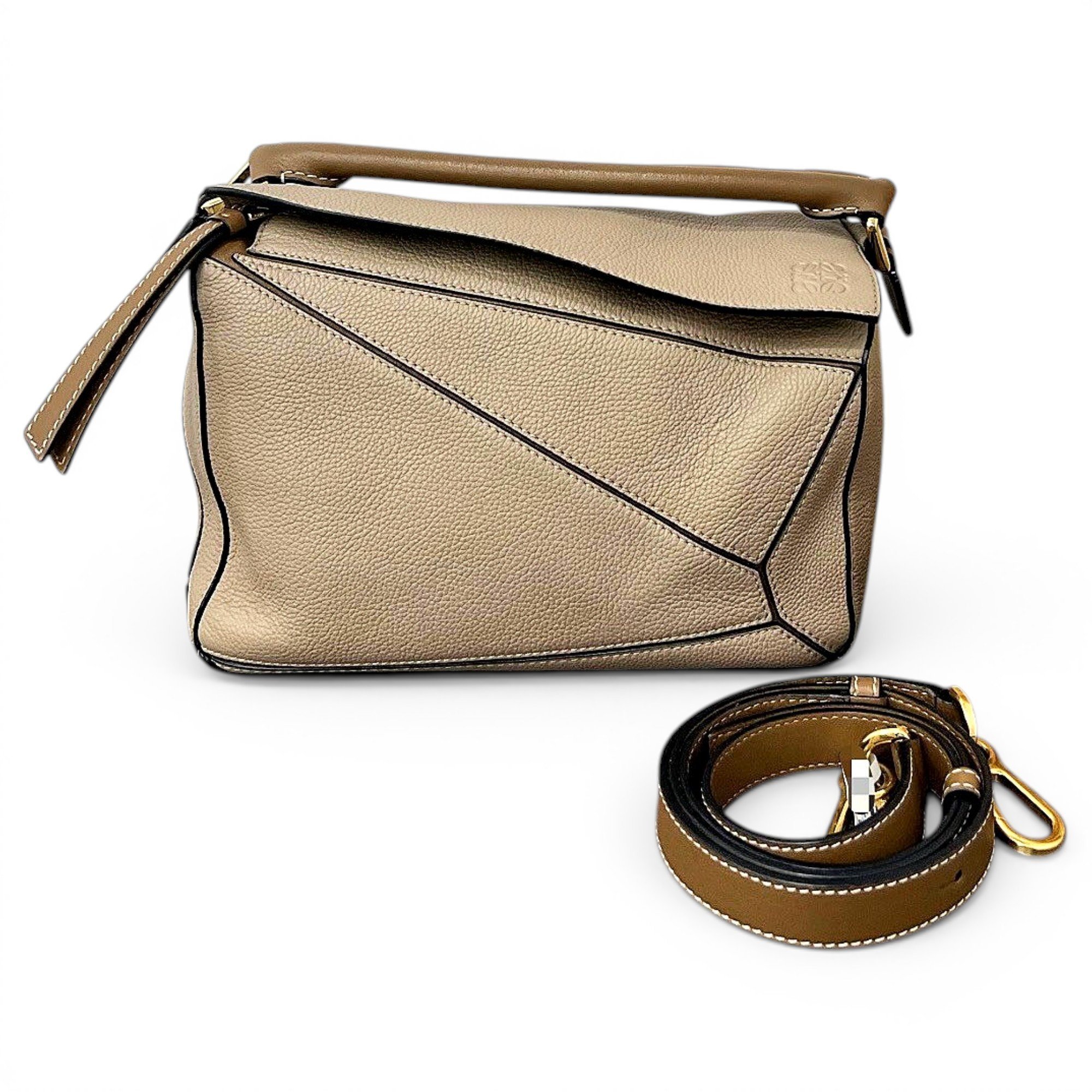 Puzzle leather handbag