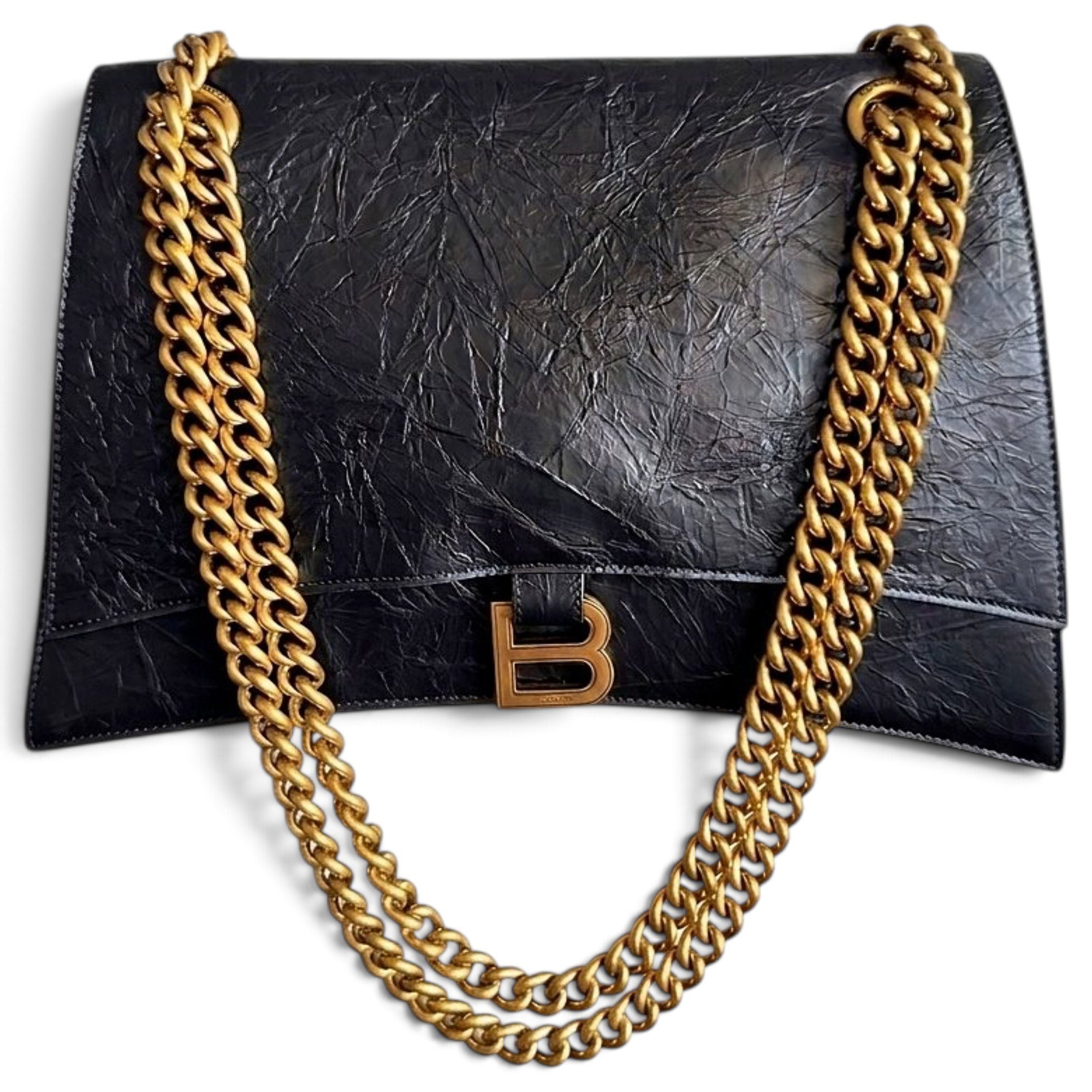 Crush leather handbag