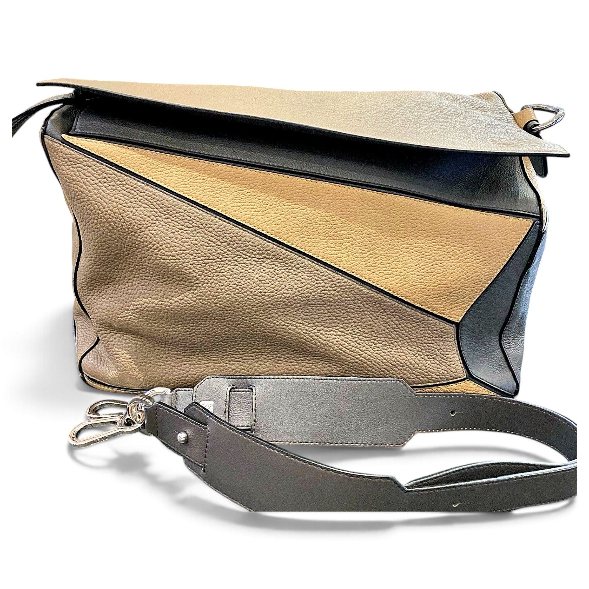 Puzzle leather handbag
