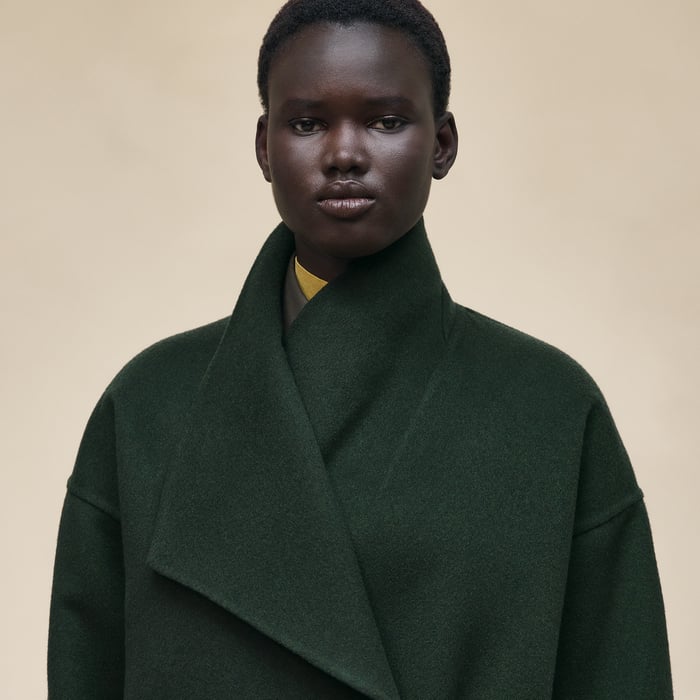 Vert Anglais Cashmere Coat With Shawl Collar