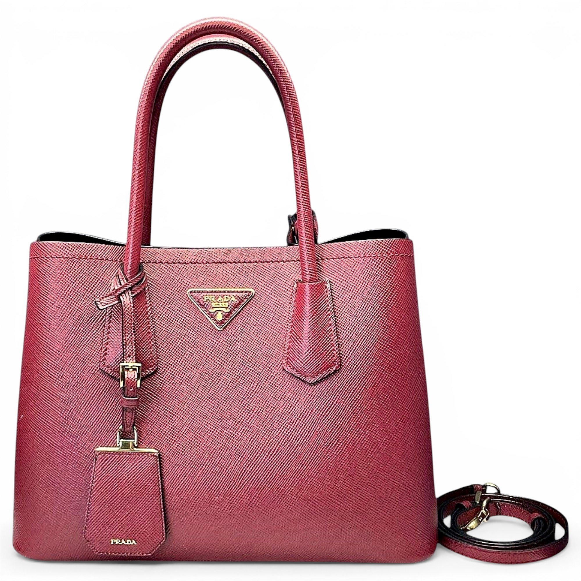 Double leather handbag