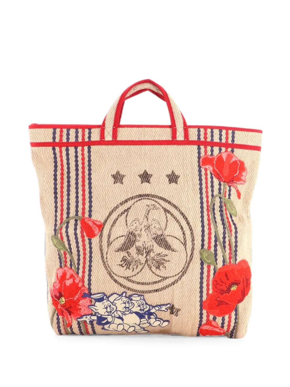 Disney Three Little Pigs Open Raffia with Applique tote bag
