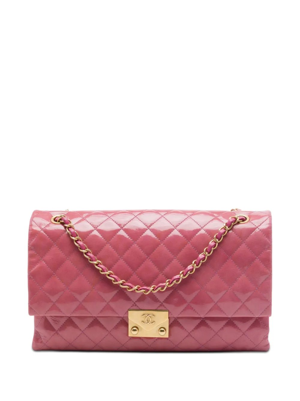 2015-2016 Quilted Crinkled Patent Pagoda Accordion Flap shoulder bag